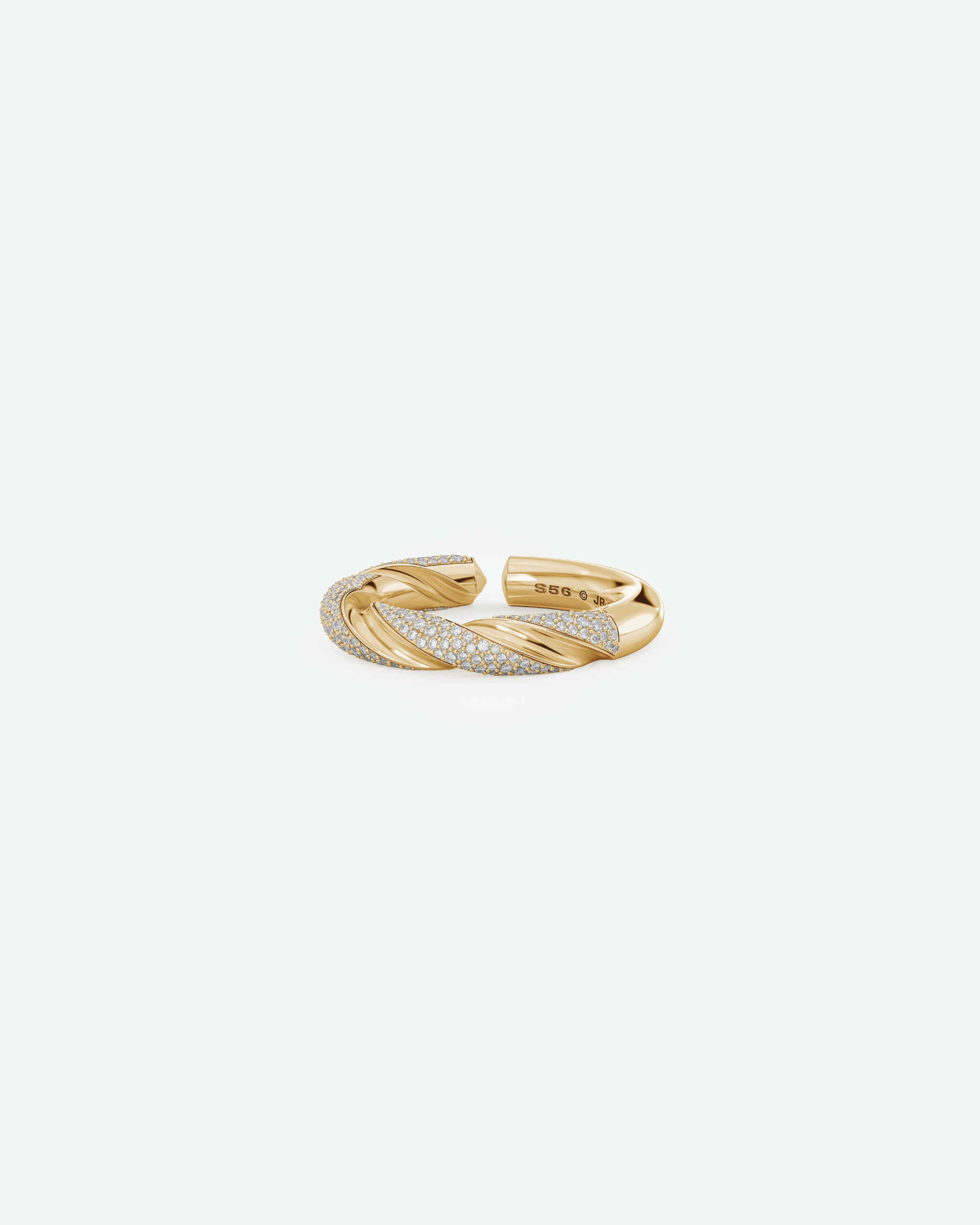 Machina Ring 4mm in Yellow Gold with Diamonds