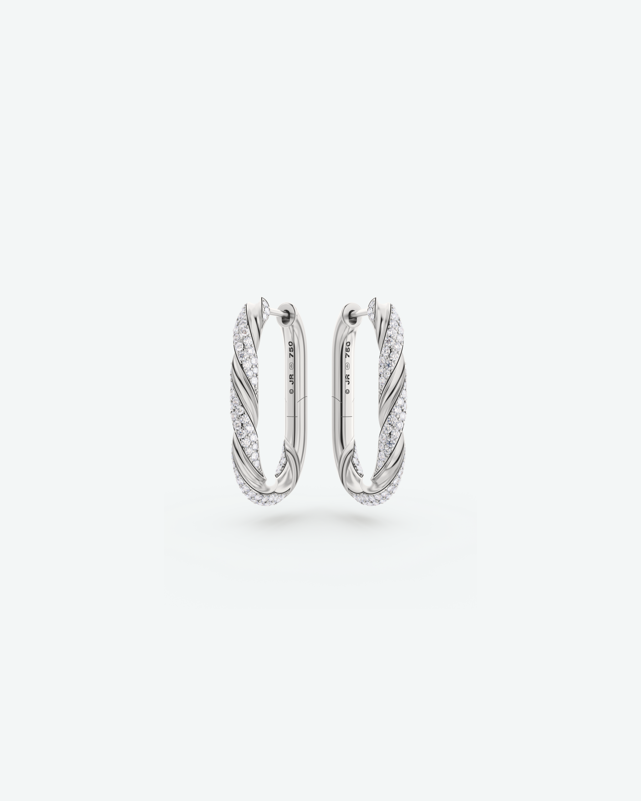 Machina Earring 3mm in White Gold with Diamonds