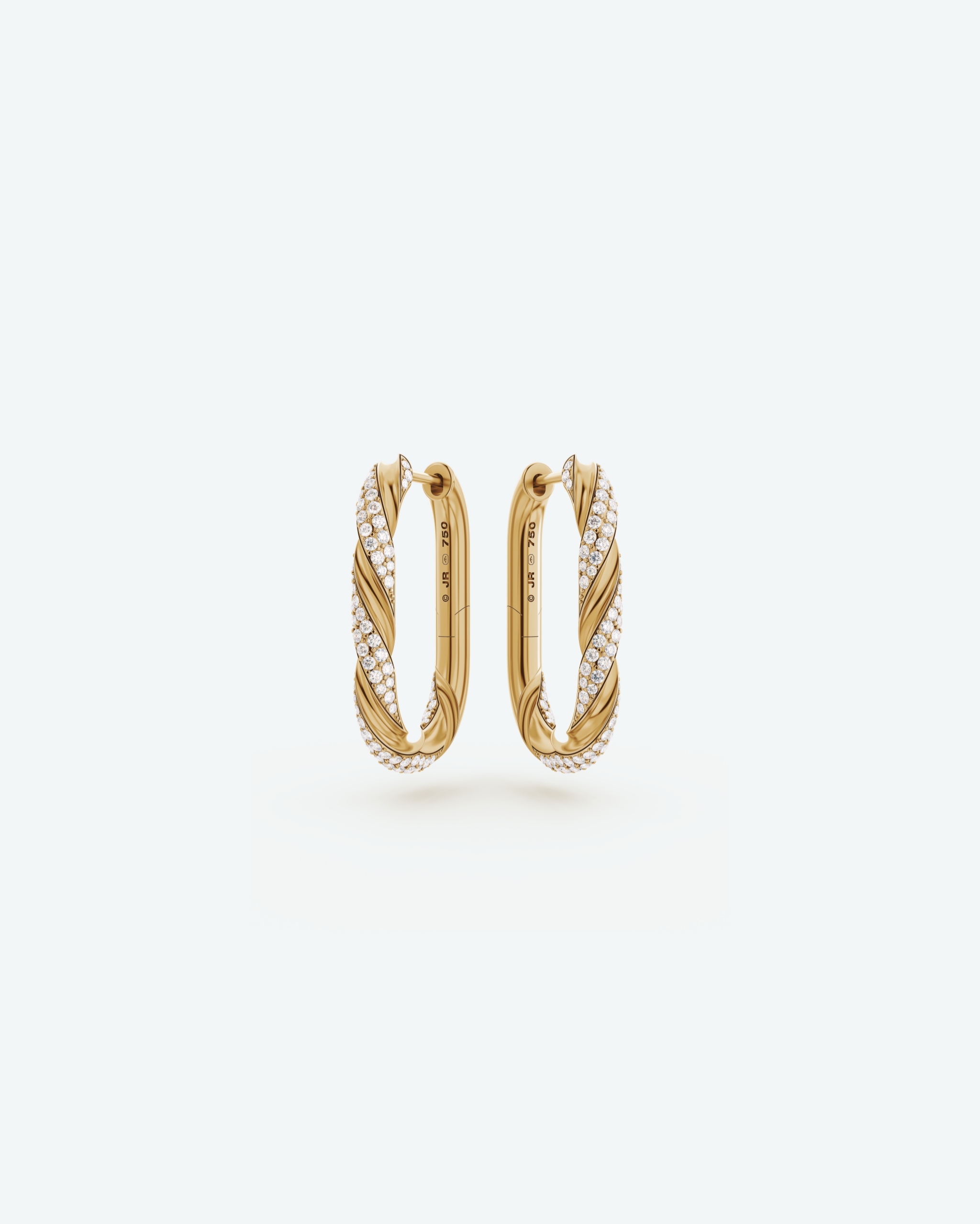 Machina Earring 3mm in Yellow Gold with Diamonds