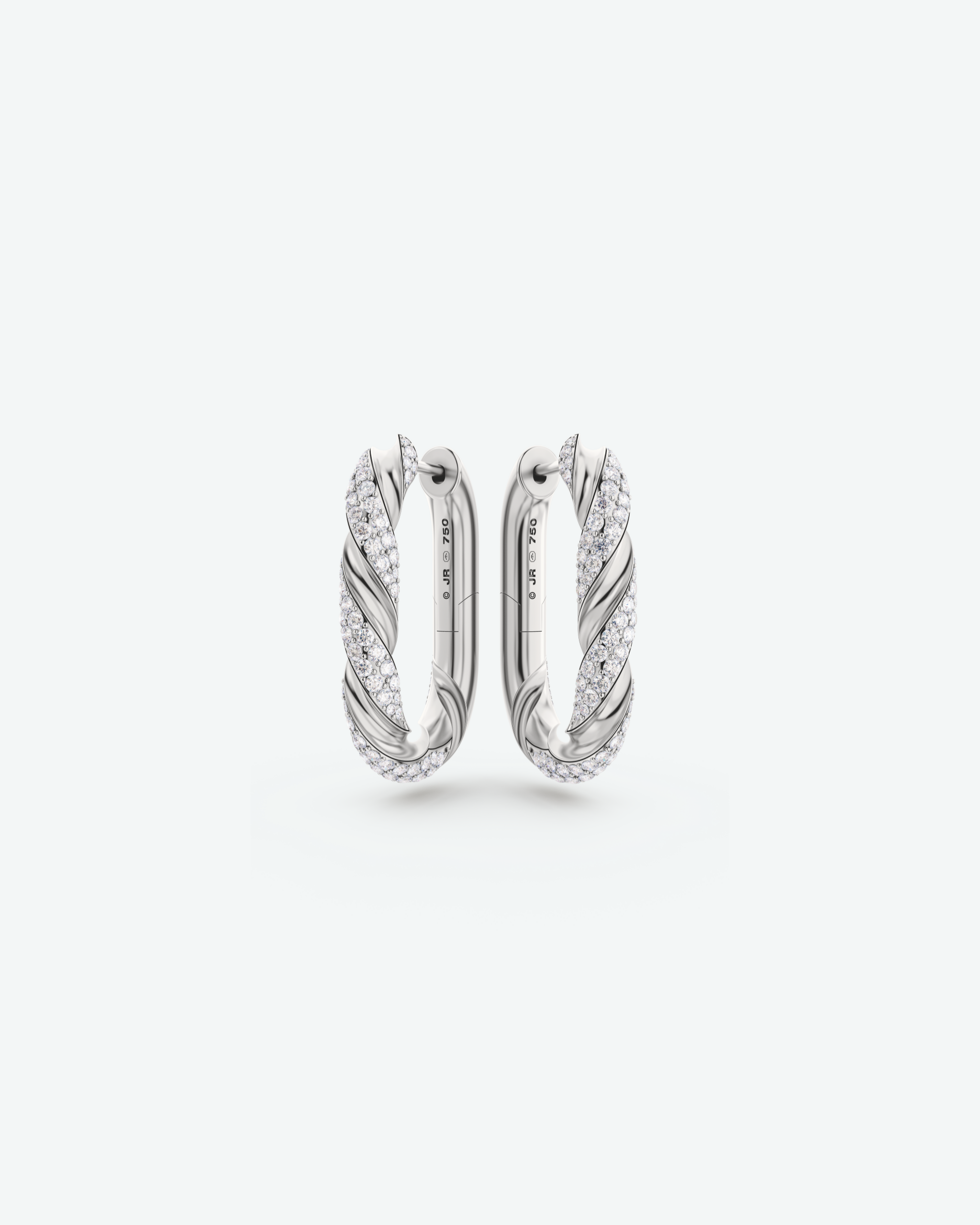 Machina Earring 4mm in White Gold with Diamonds