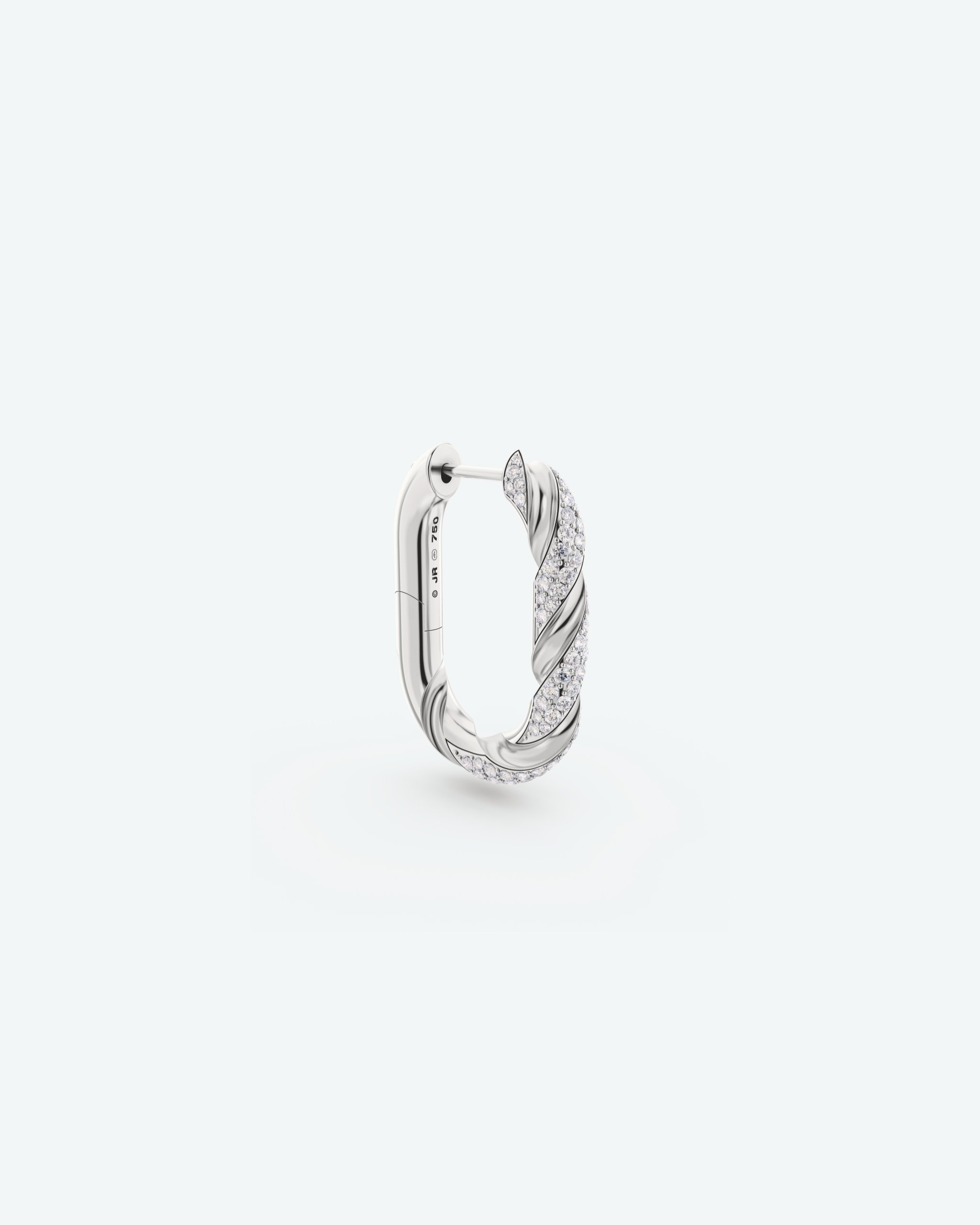 Machina Earring 4mm in White Gold with Diamonds