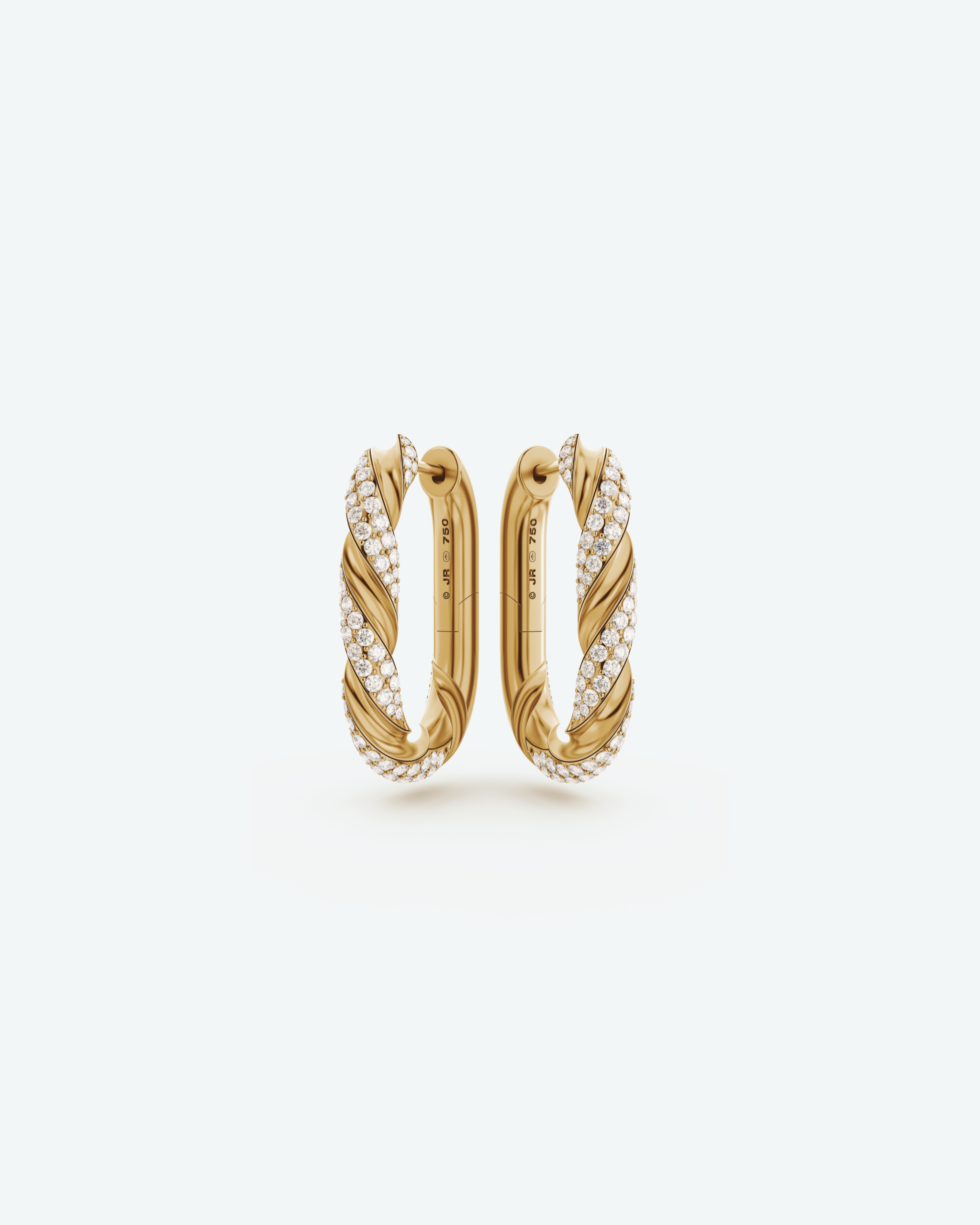 Machina Earring 4mm in Yellow Gold with Diamonds