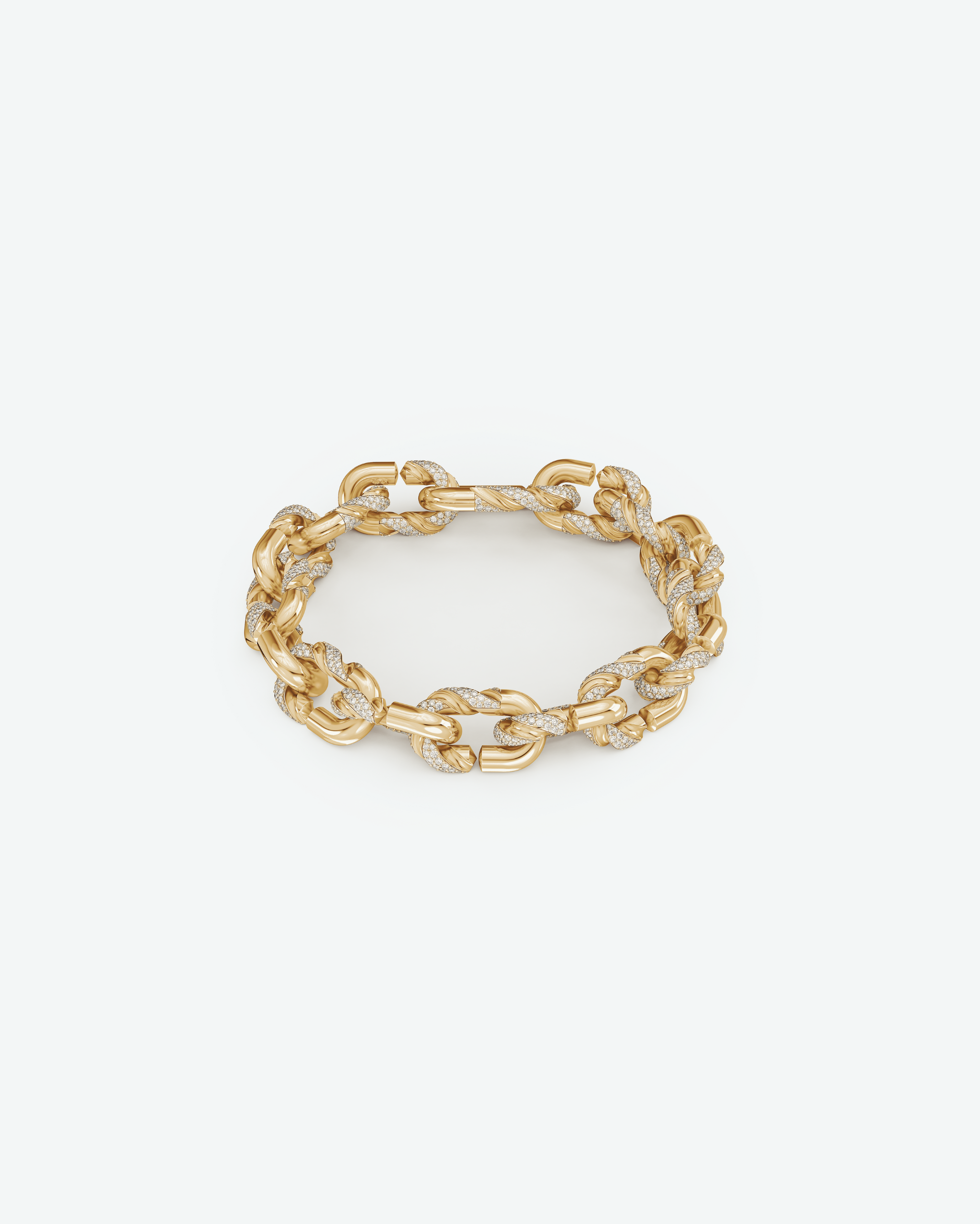 Machina Link Bracelet 4mm in Yellow Gold with Diamonds