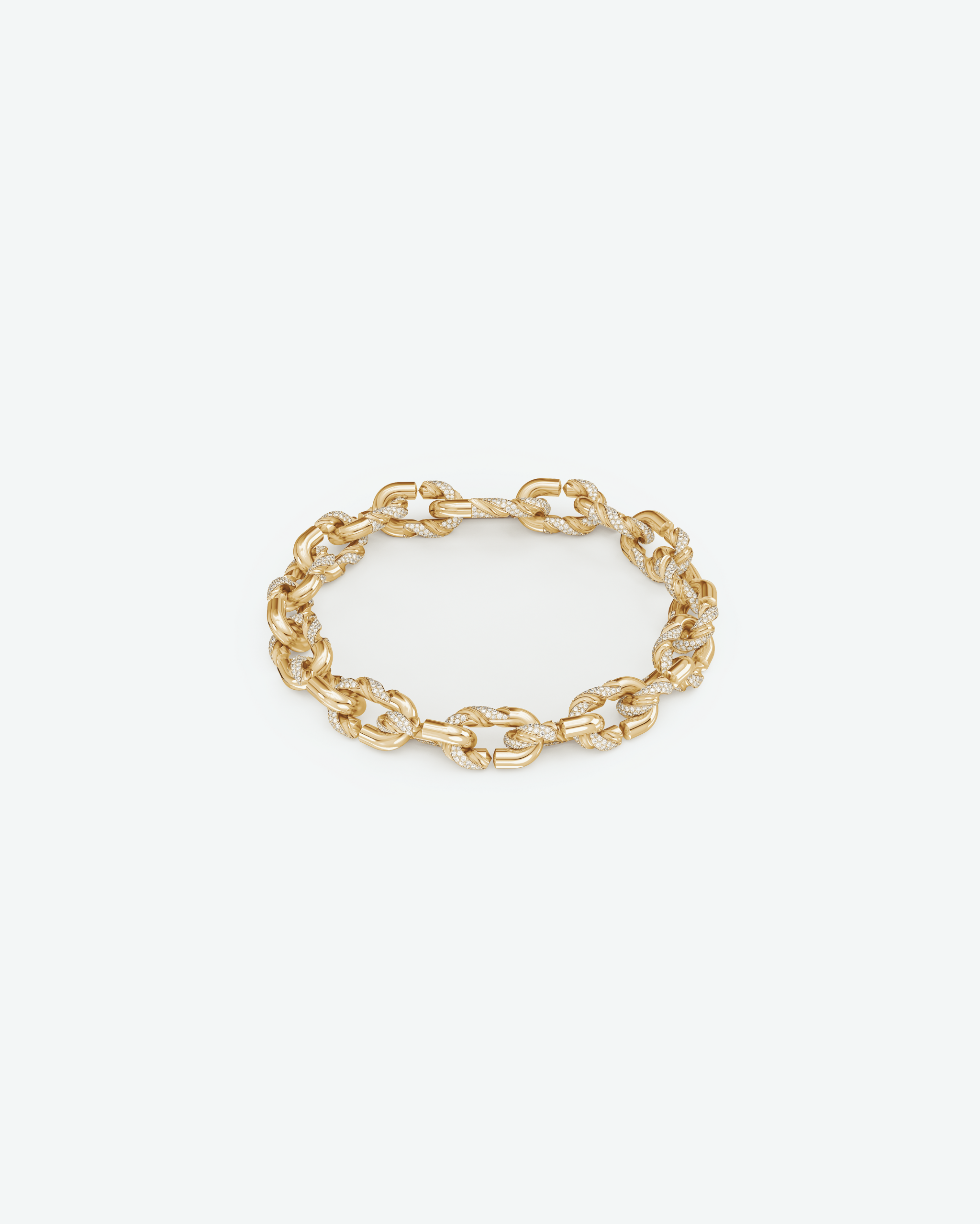 Machina Link Bracelet 3mm in Yellow Gold with Diamonds