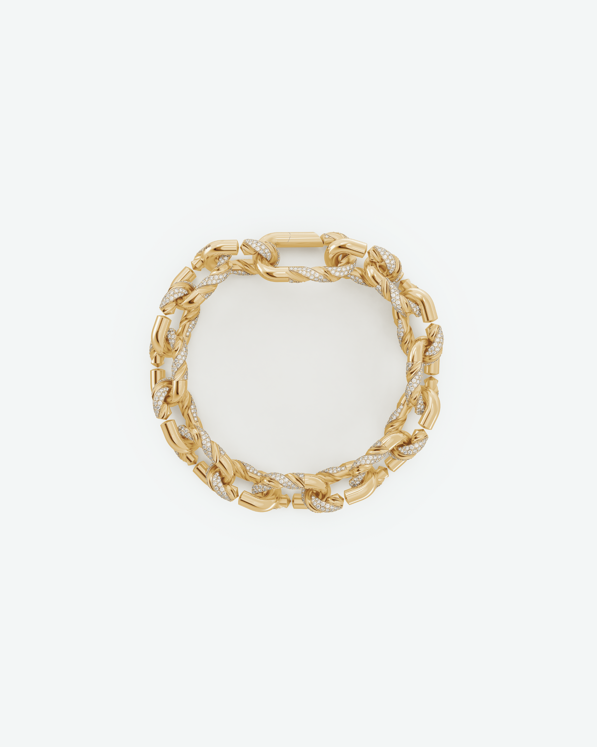 Machina Link Bracelet 4mm in Yellow Gold with Diamonds