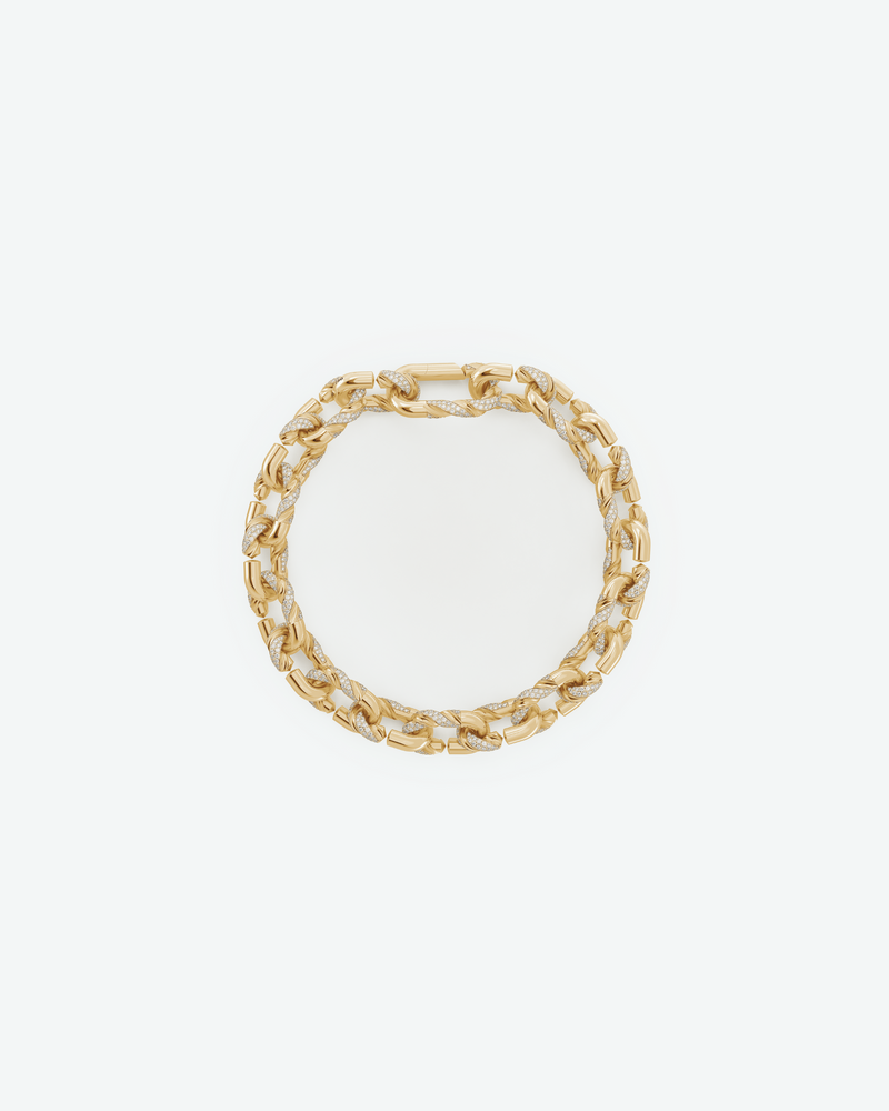 Machina Link Bracelet 3mm in Yellow Gold with Diamonds