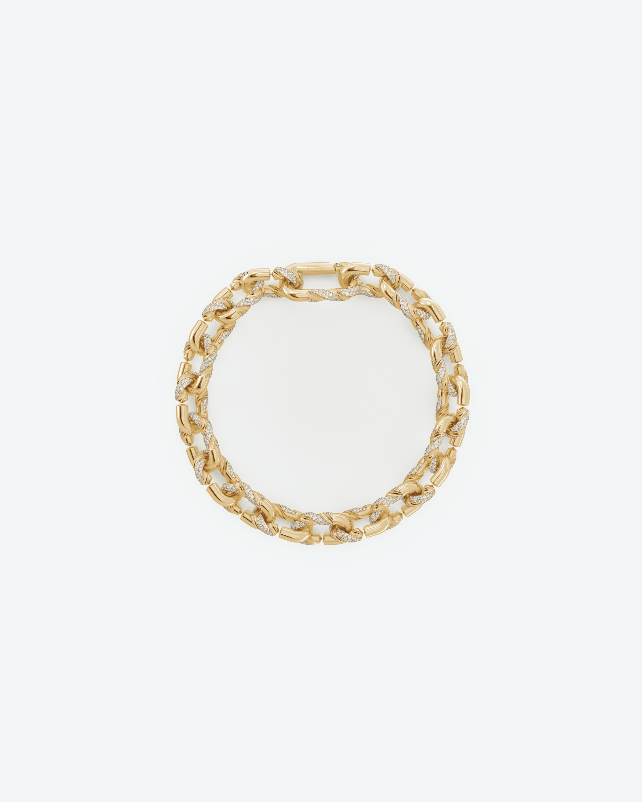 Machina Link Bracelet 3mm in Yellow Gold with Diamonds