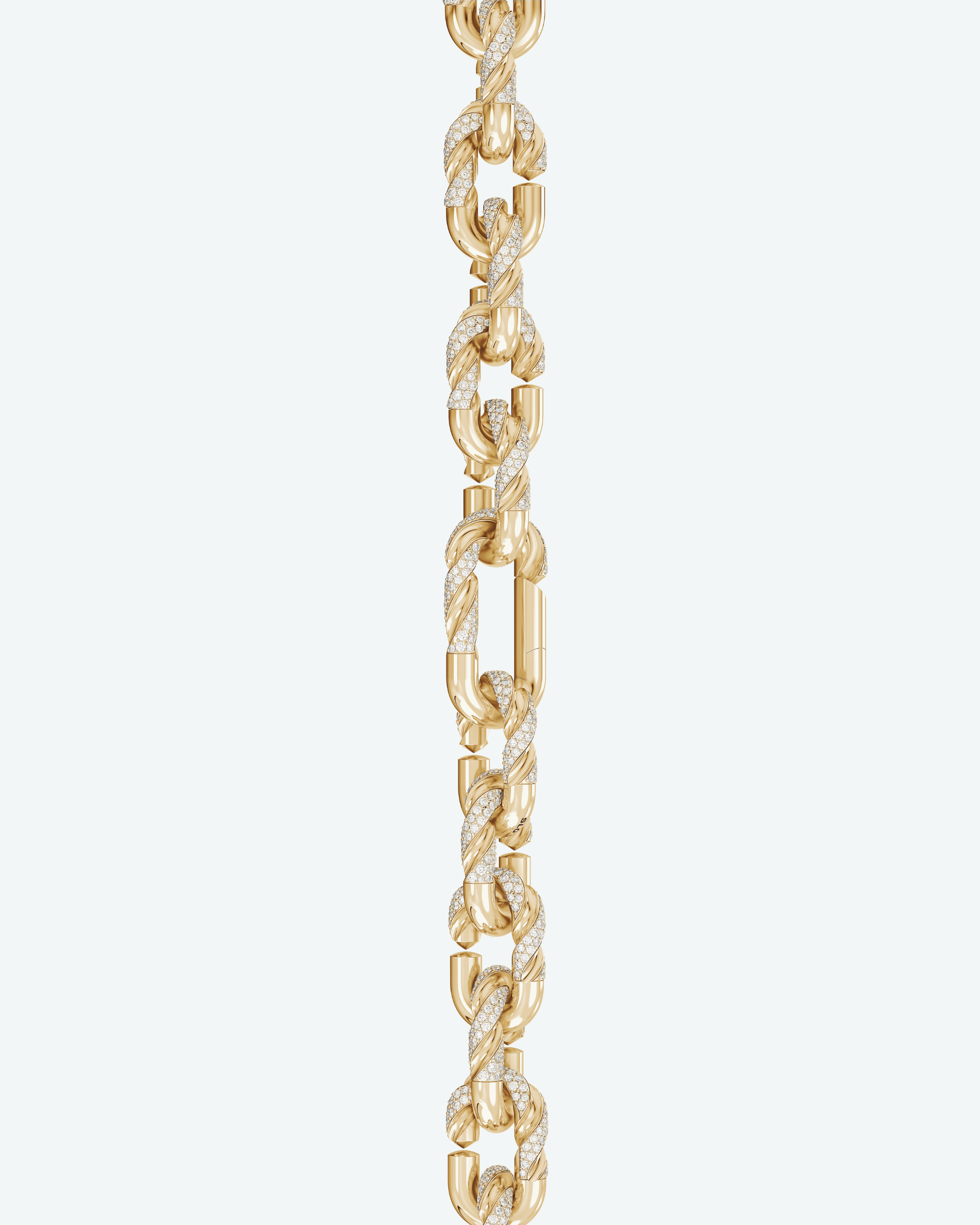 Machina Link Bracelet 4mm in Yellow Gold with Diamonds