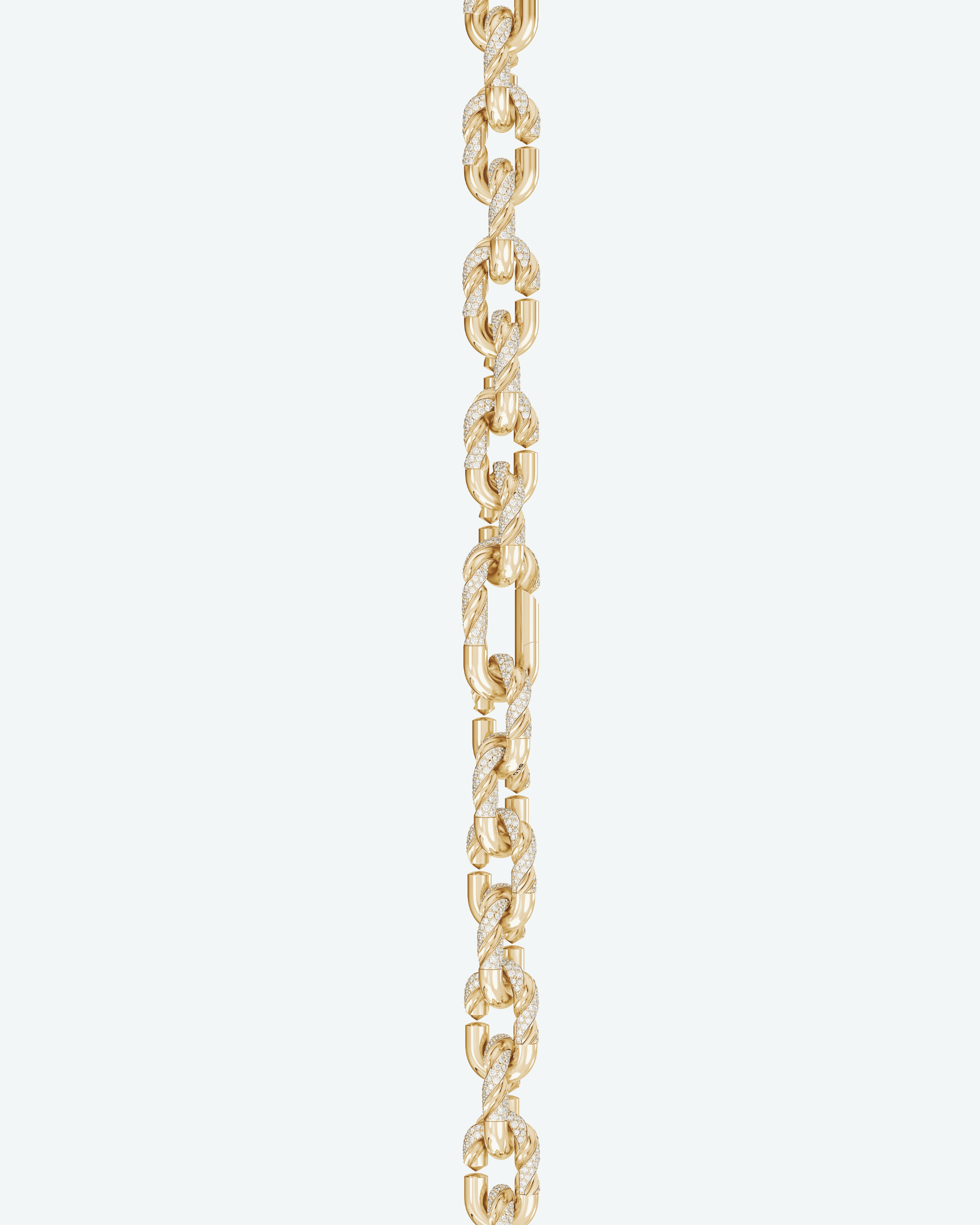 Machina Link Bracelet 3mm in Yellow Gold with Diamonds