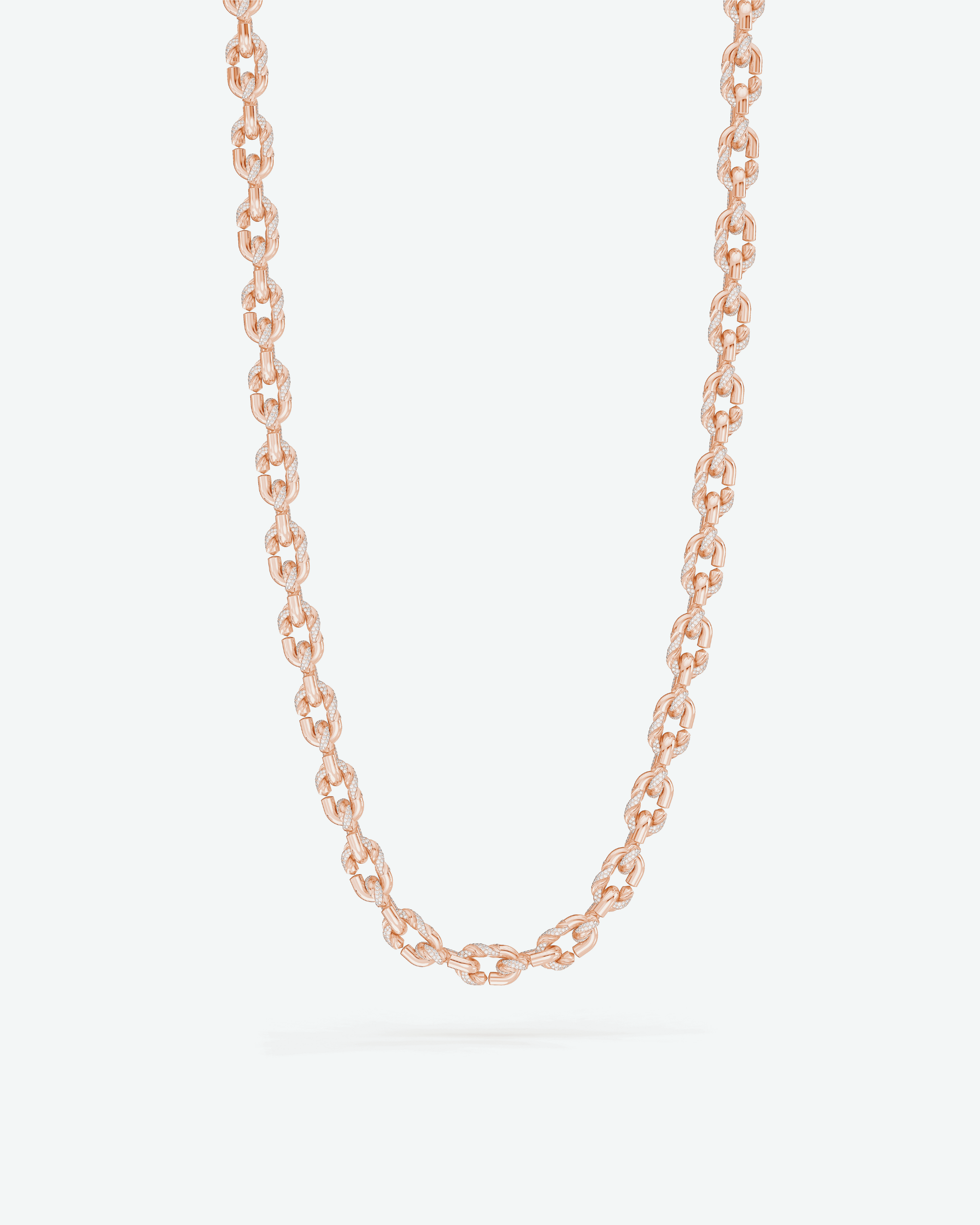Machina Link Necklace 3mm in Rose Gold with Diamonds