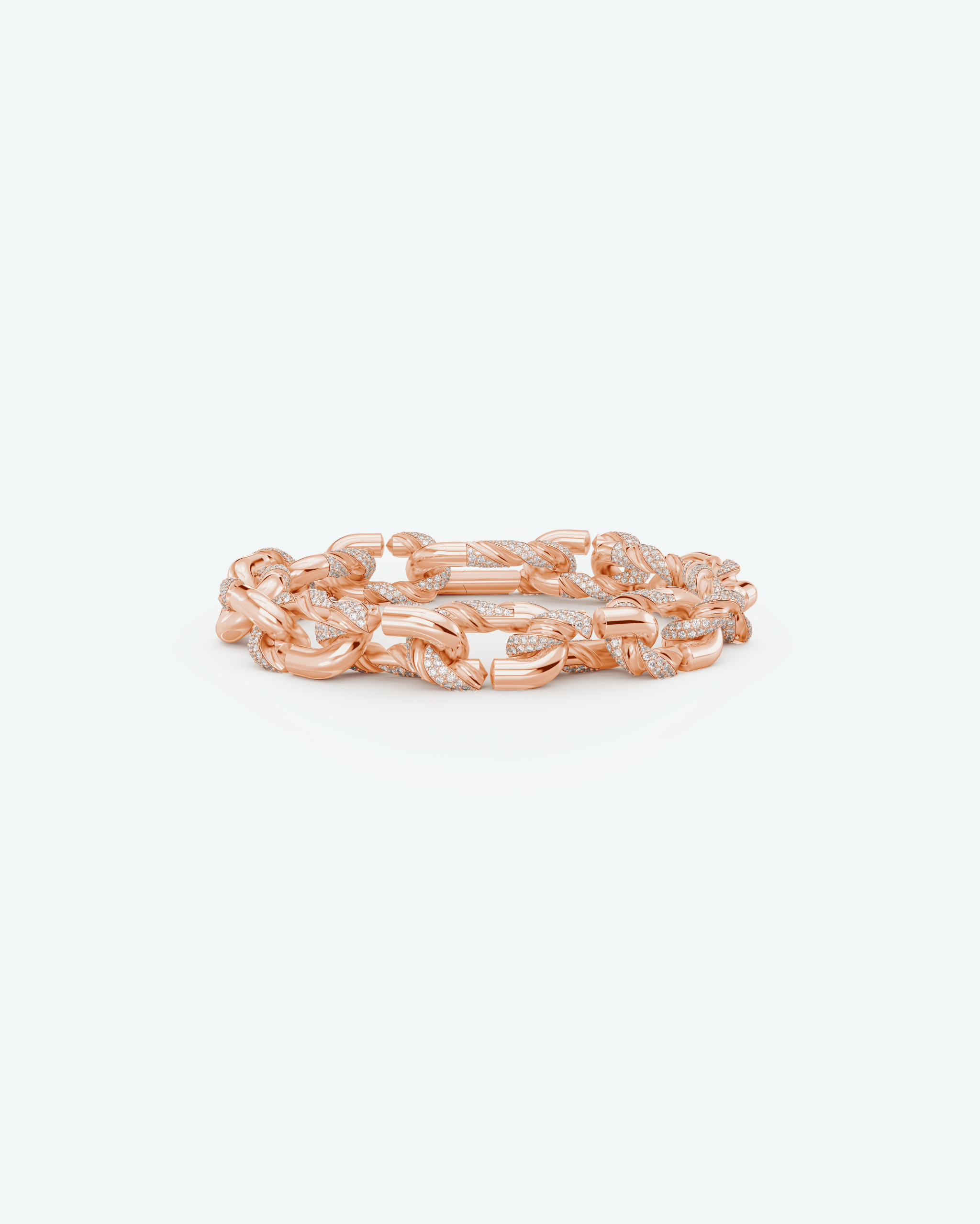 Machina Link Bracelet 4mm in Rose Gold with Diamonds