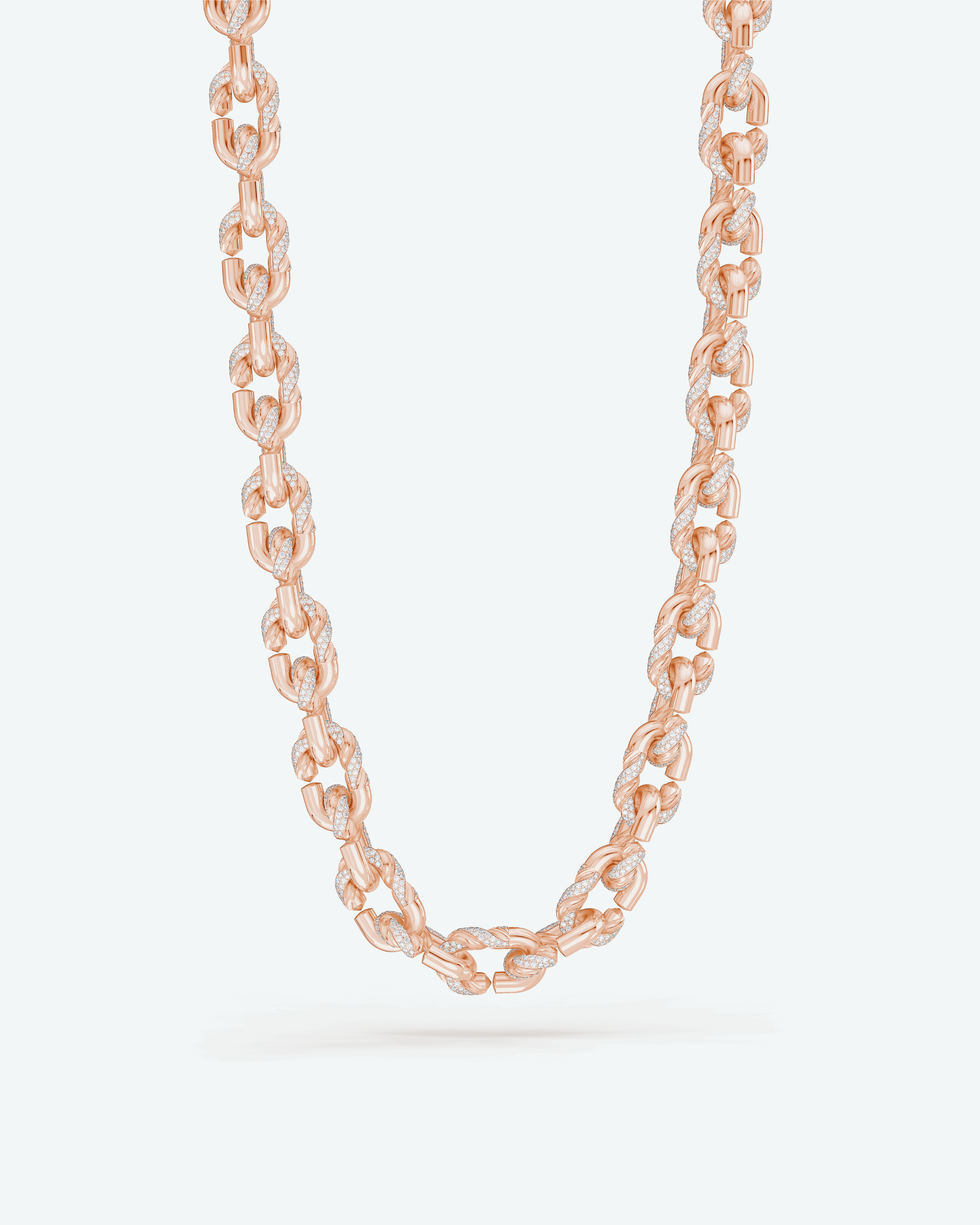 Machina Link Necklace 5mm in Rose Gold with Diamonds