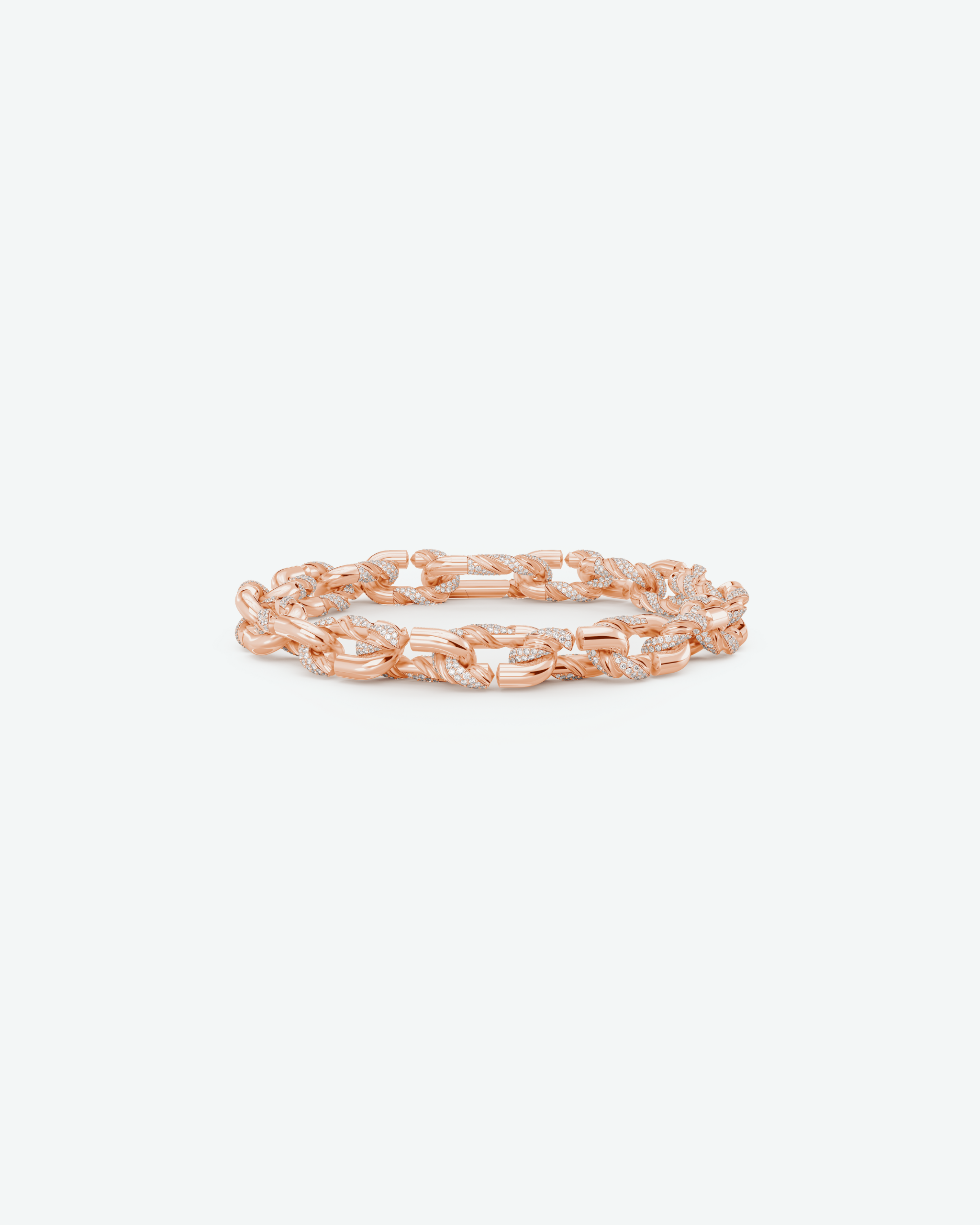Machina Link Bracelet 3mm in Rose Gold with Diamonds