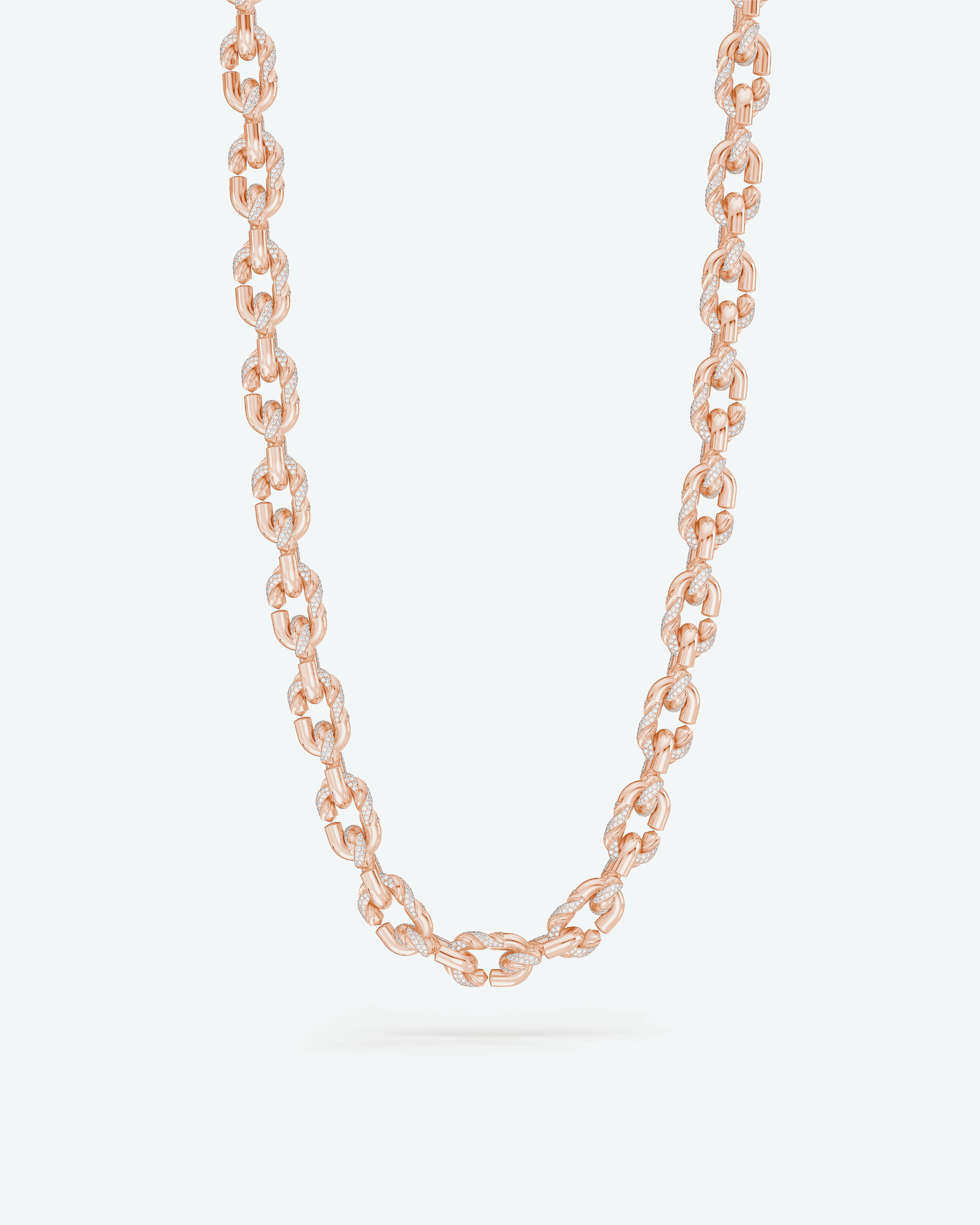 Machina Link Necklace 4mm in Rose Gold with Diamonds