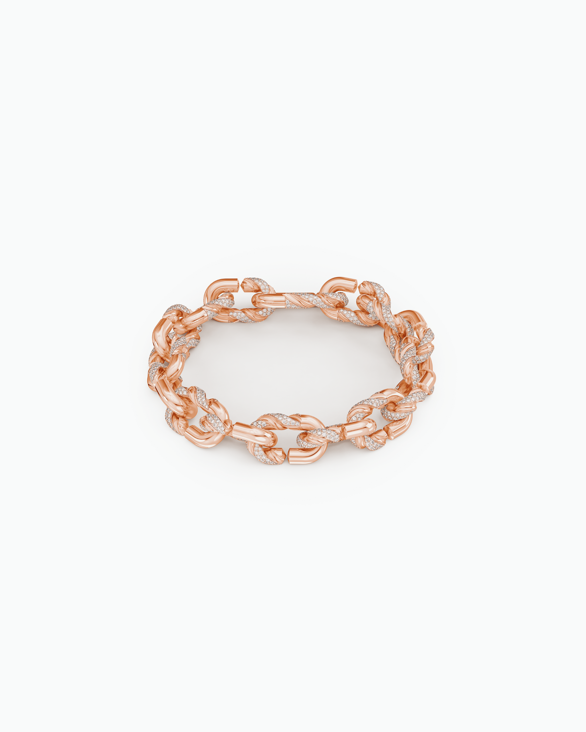 Machina Link Bracelet 4mm in Rose Gold with Diamonds