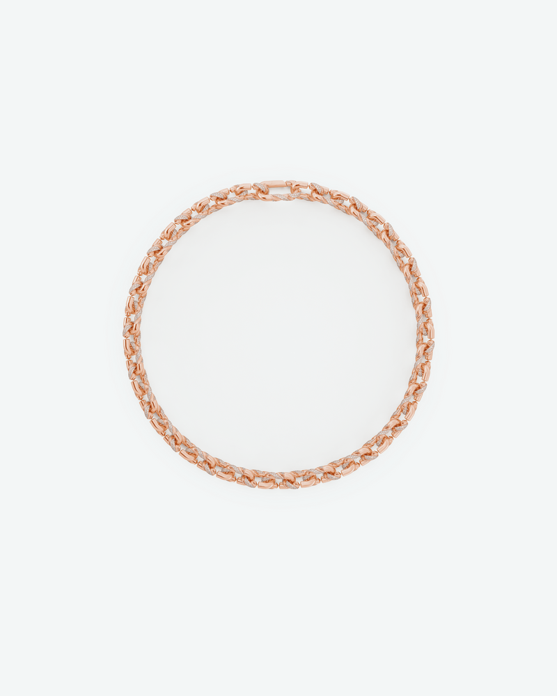 Machina Link Necklace 3mm in Rose Gold with Diamonds