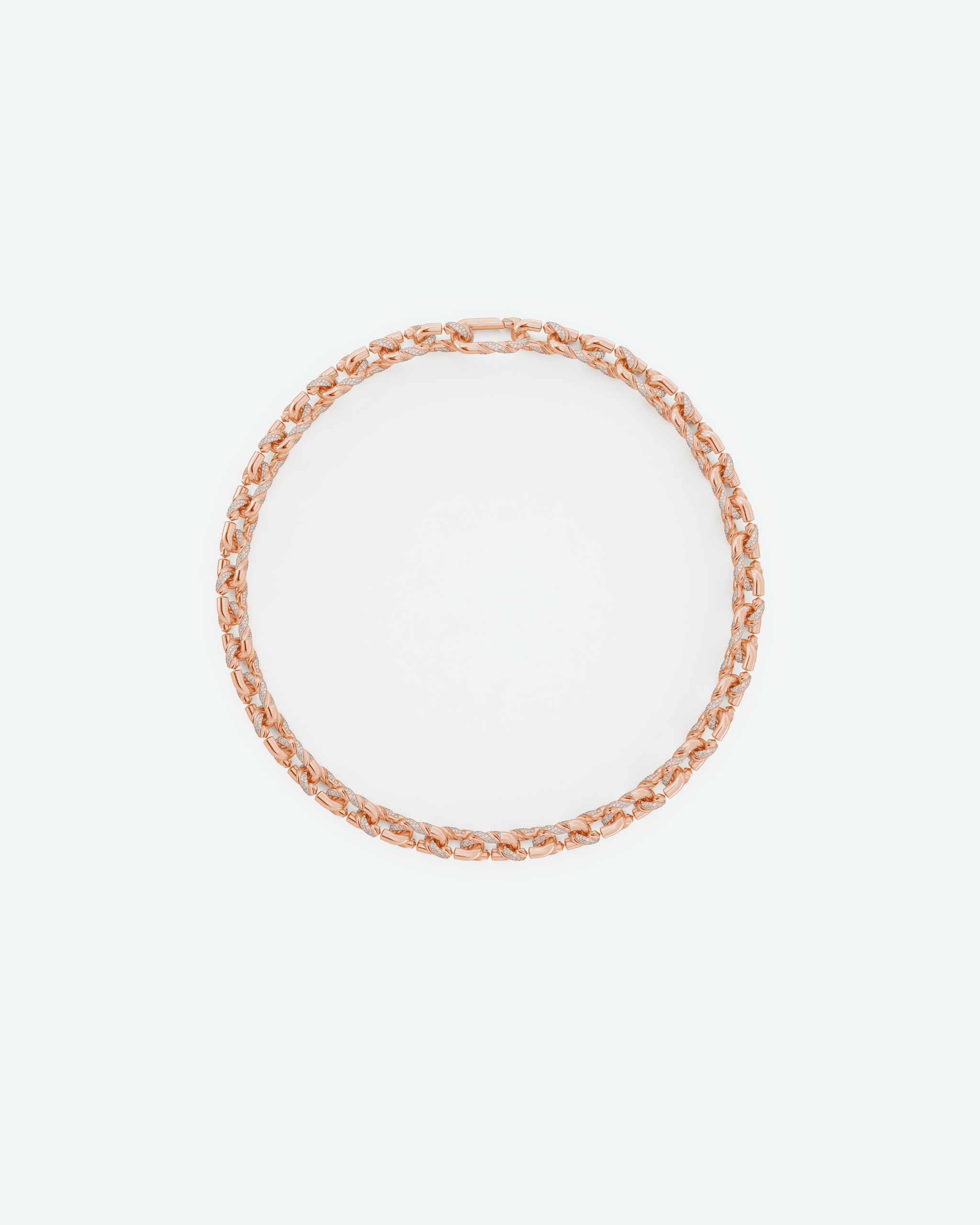 Machina Link Necklace 3mm in Rose Gold with Diamonds