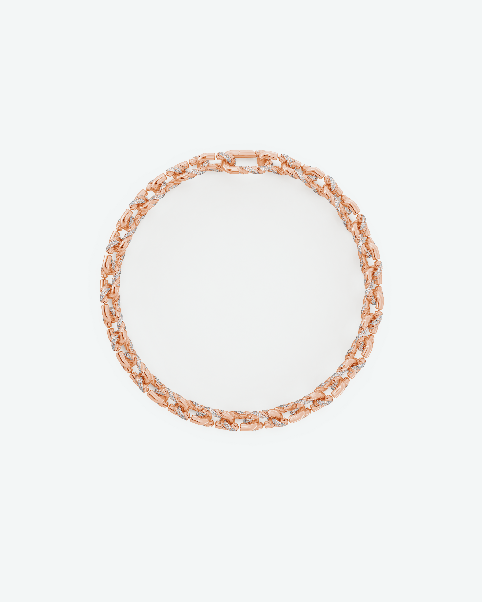 Machina Link Necklace 4mm in Rose Gold with Diamonds
