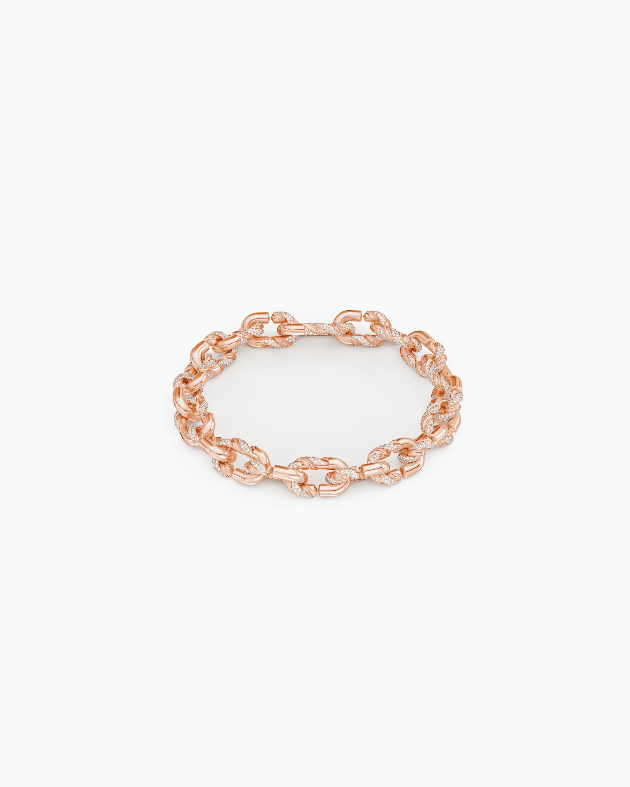 Machina Link Bracelet 3mm in Rose Gold with Diamonds