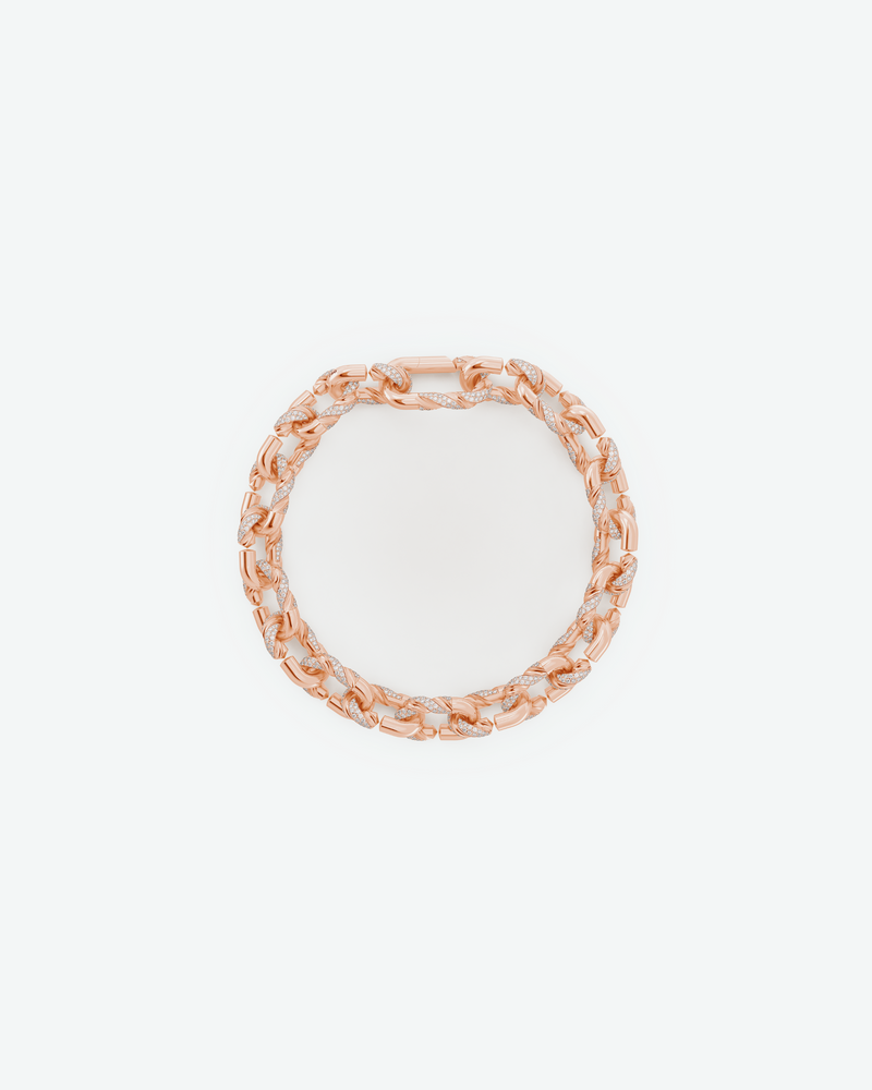 Machina Link Bracelet 3mm in Rose Gold with Diamonds