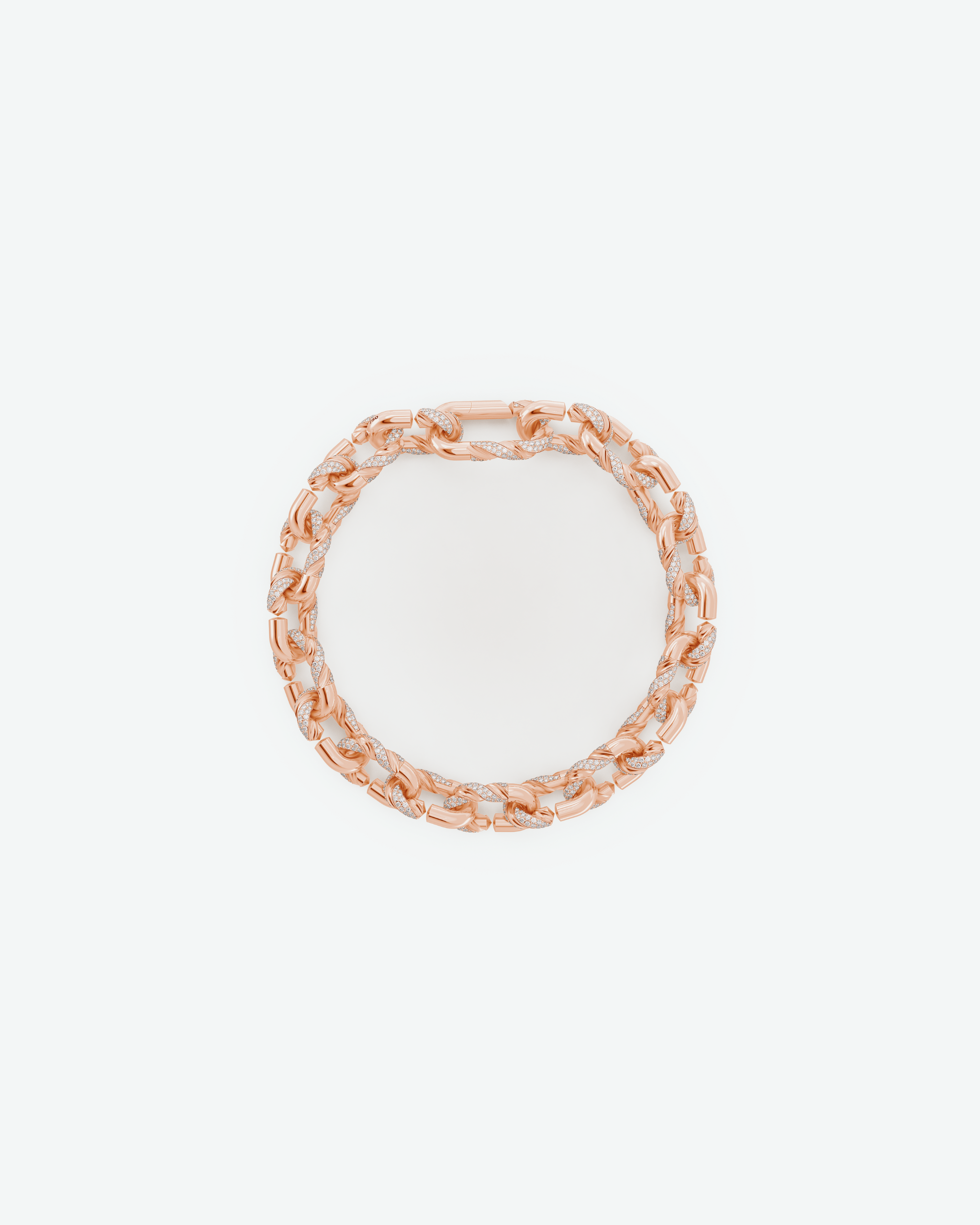 Machina Link Bracelet 3mm in Rose Gold with Diamonds