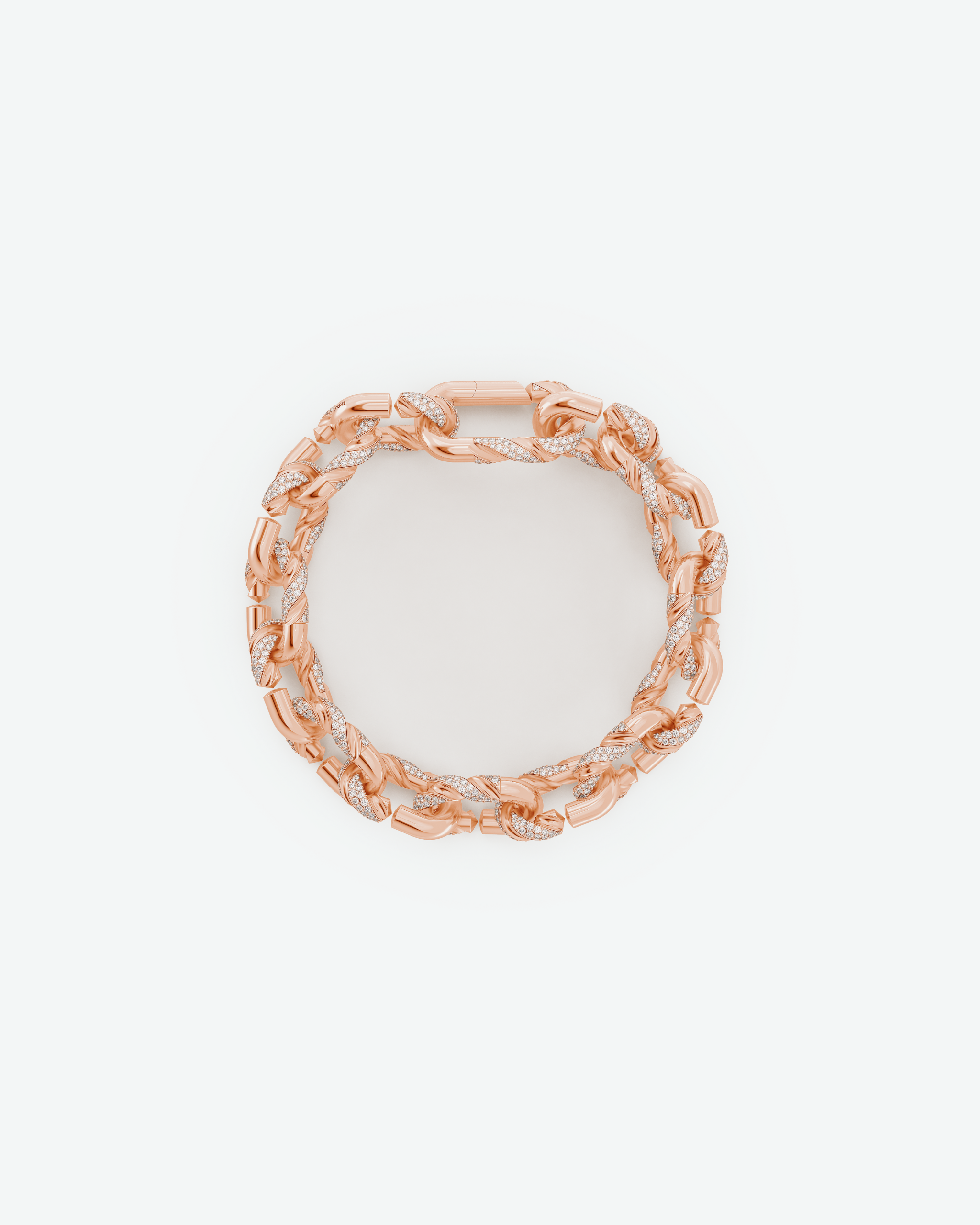 Machina Link Bracelet 4mm in Rose Gold with Diamonds