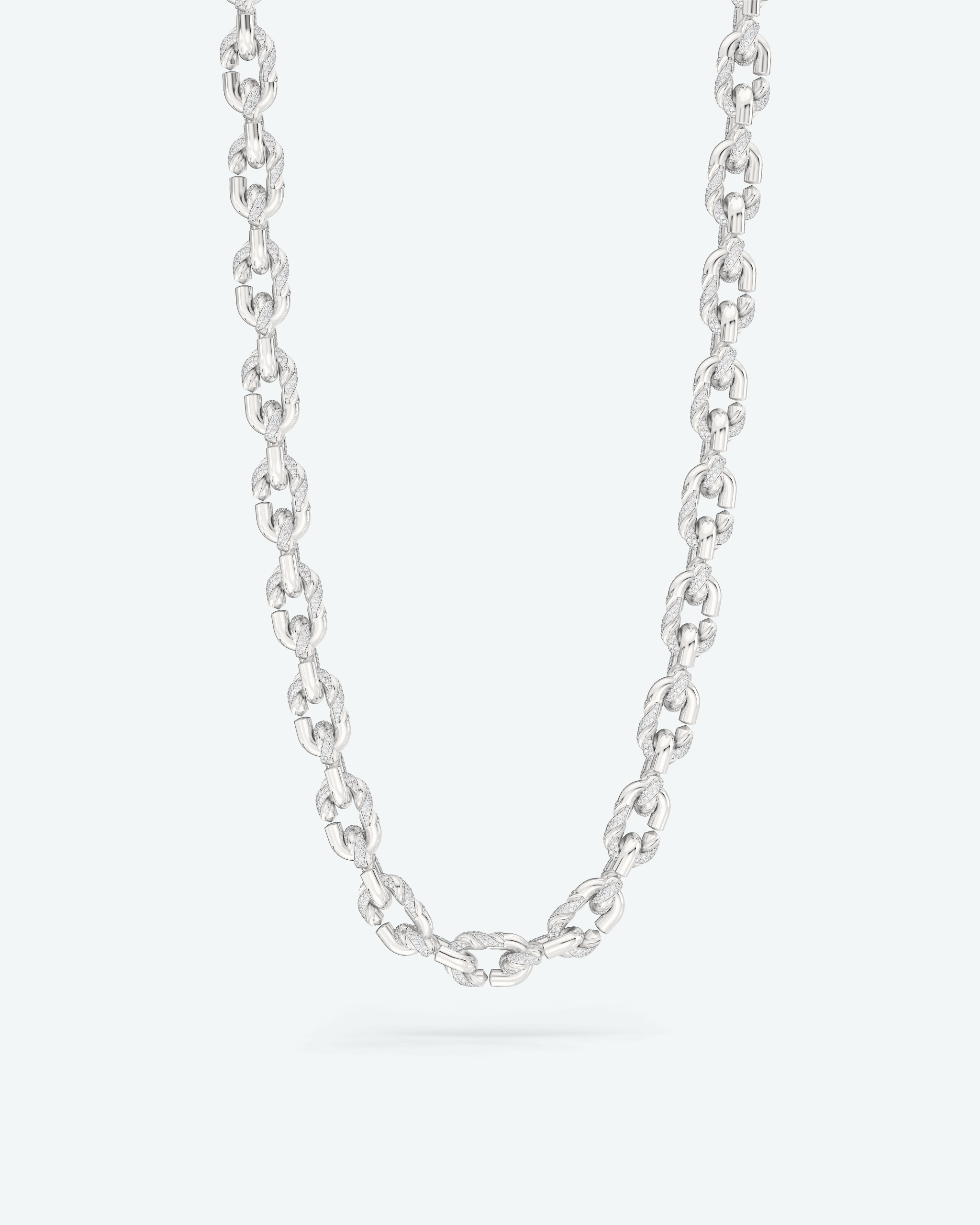 Machina Link Necklace 4mm in White Gold with Diamonds