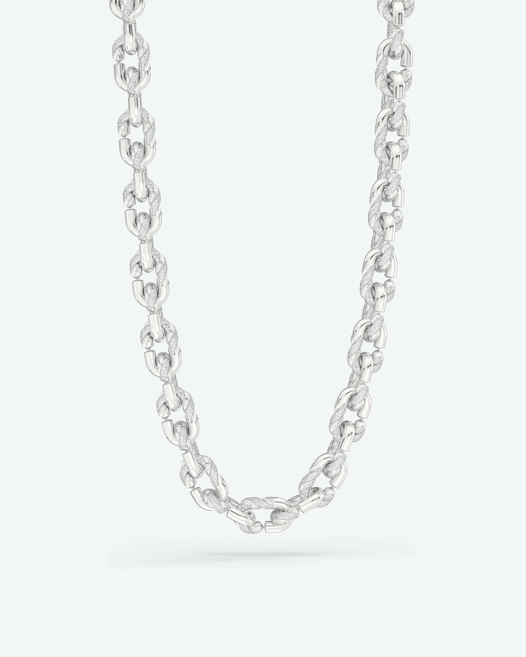 Machina Link Necklace 5mm in White Gold with Diamonds