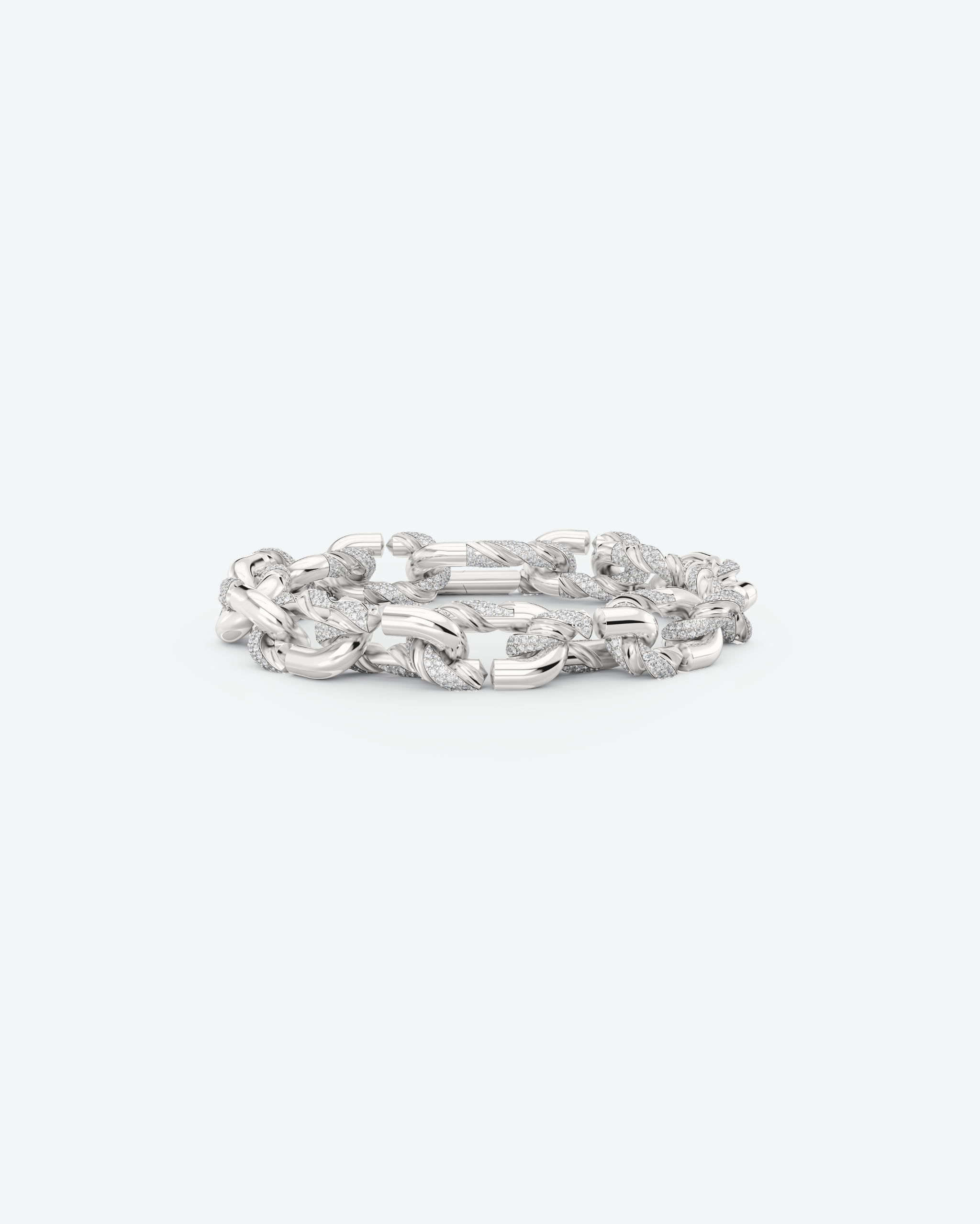 Machina Link Bracelet 4mm in White Gold with Diamonds