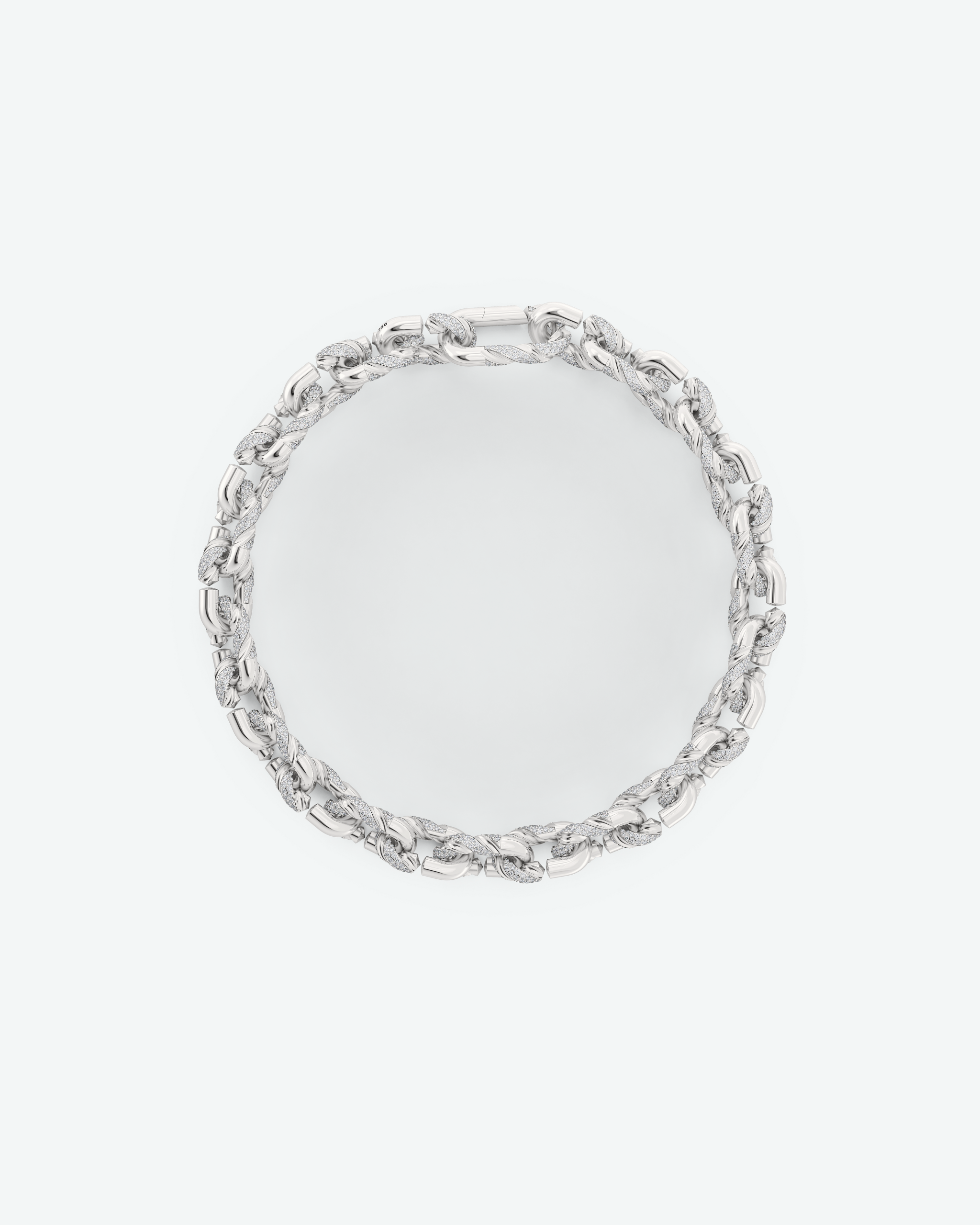 Machina Link Necklace 5mm in White Gold with Diamonds