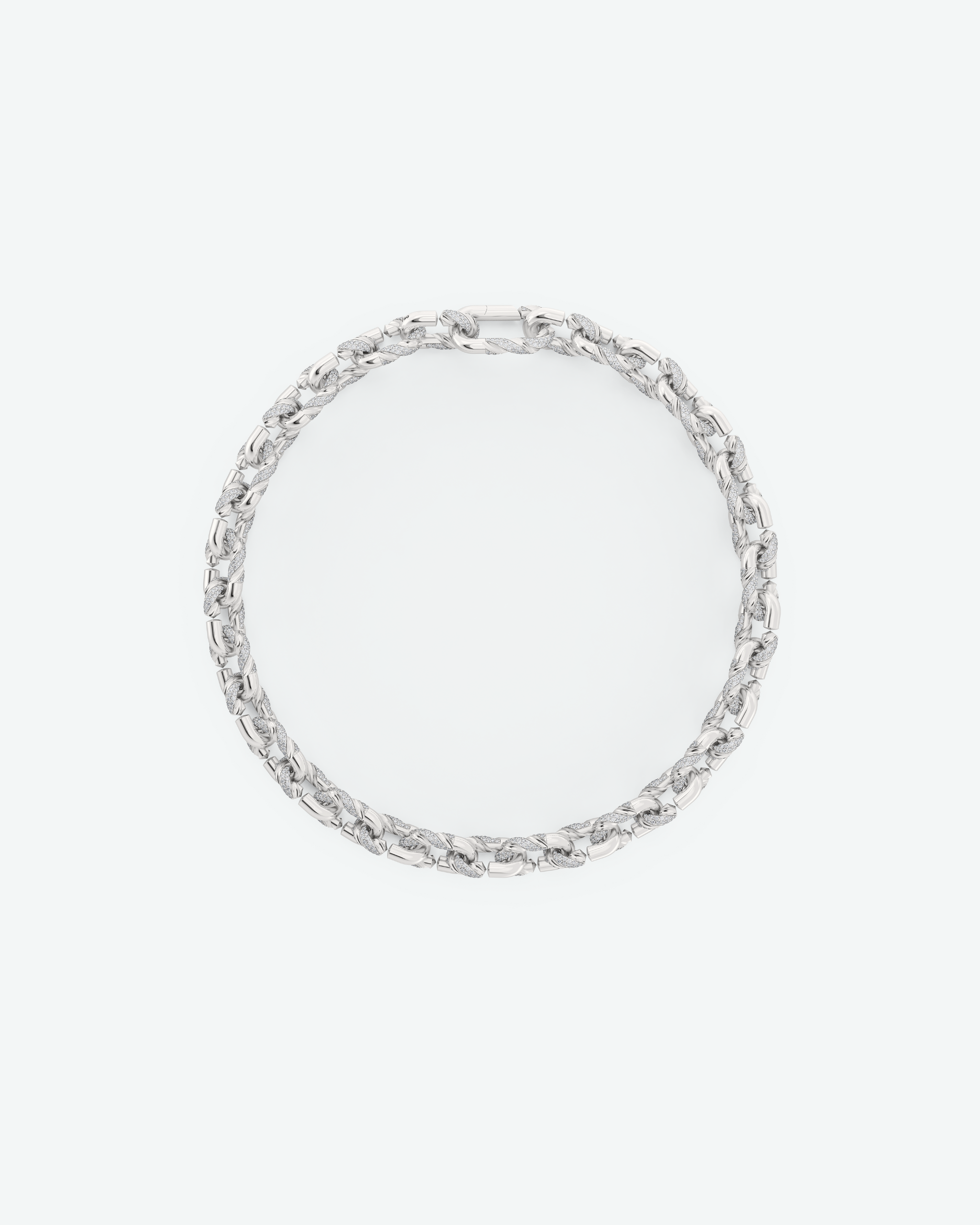 Machina Link Necklace 4mm in White Gold with Diamonds