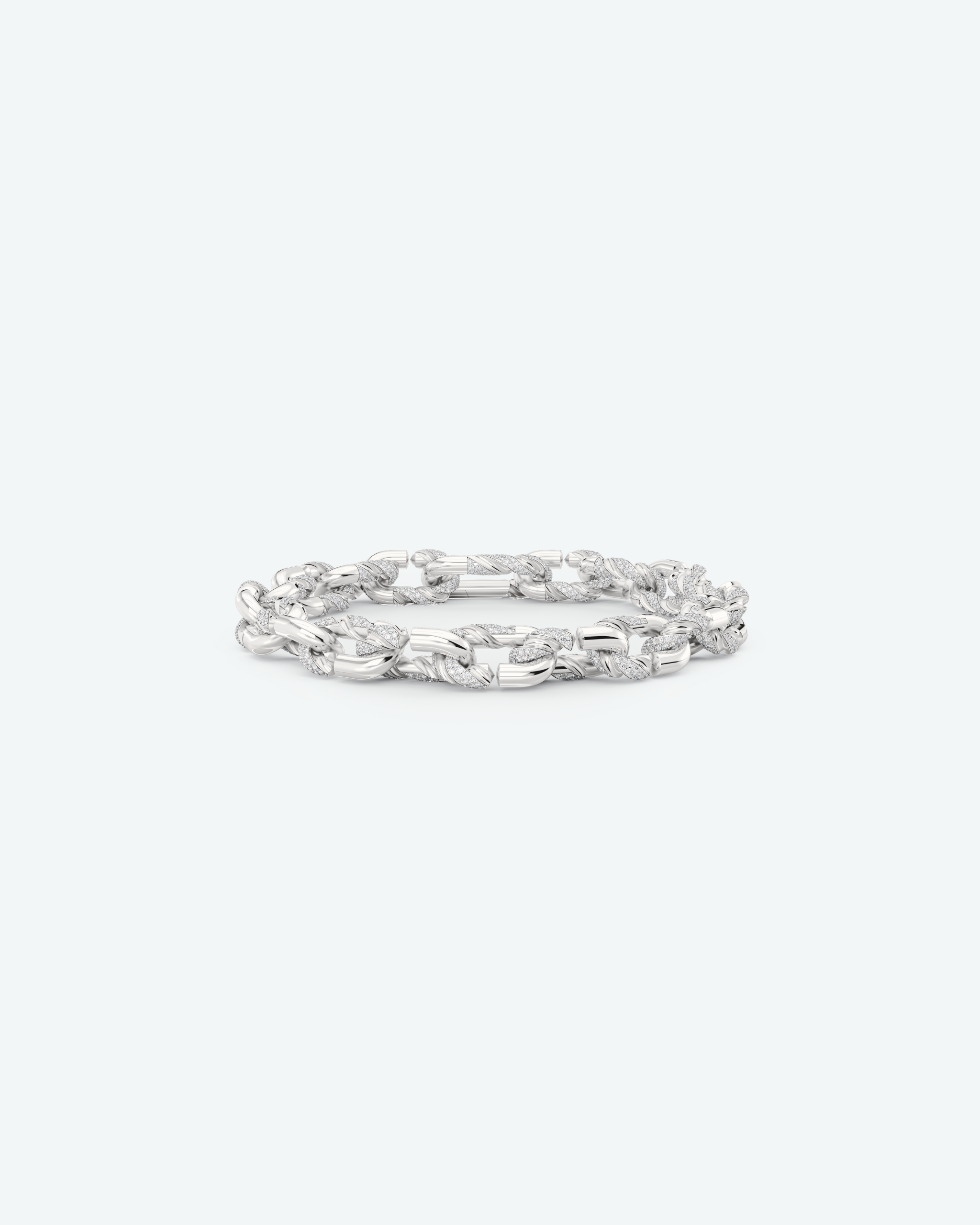 Machina Link Bracelet 3mm in White Gold with Diamonds
