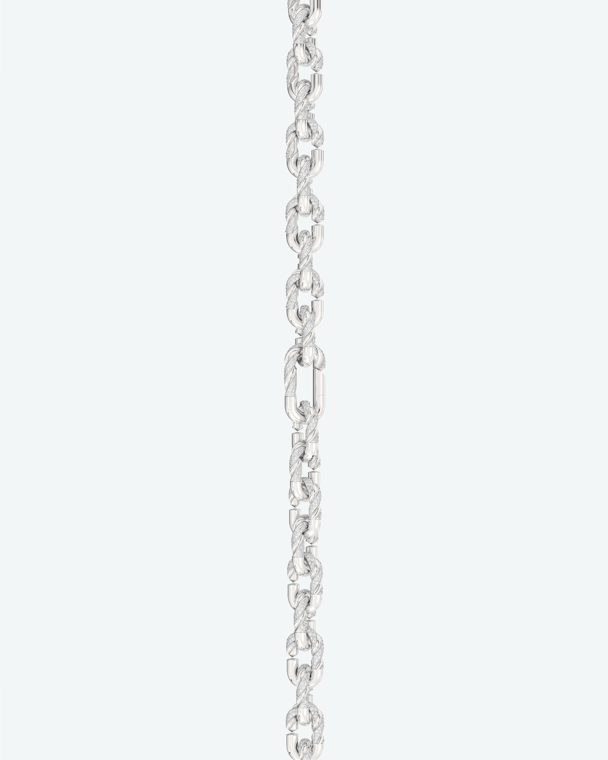 Machina Link Necklace 3mm in White Gold with Diamonds