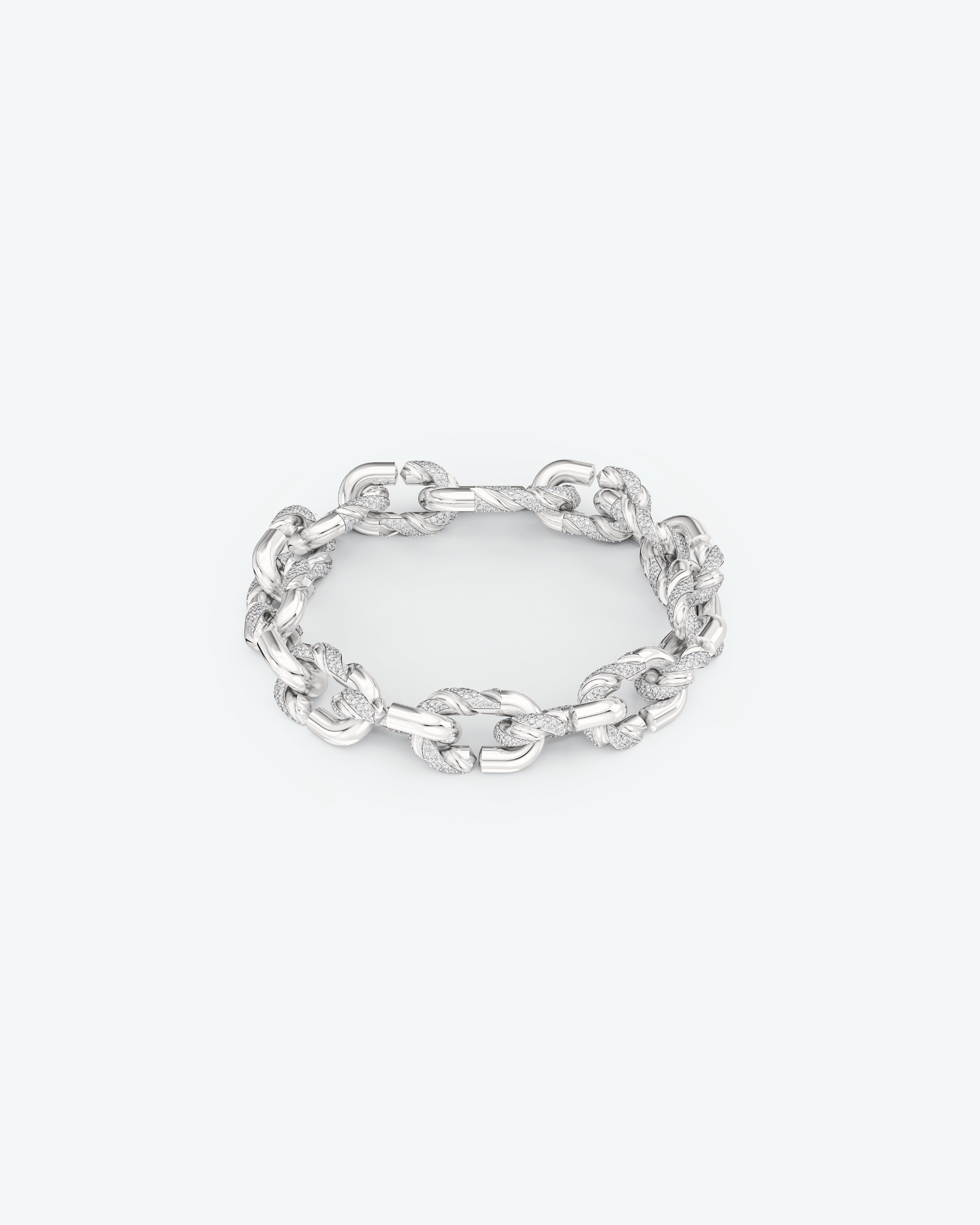 Machina Link Bracelet 4mm in White Gold with Diamonds