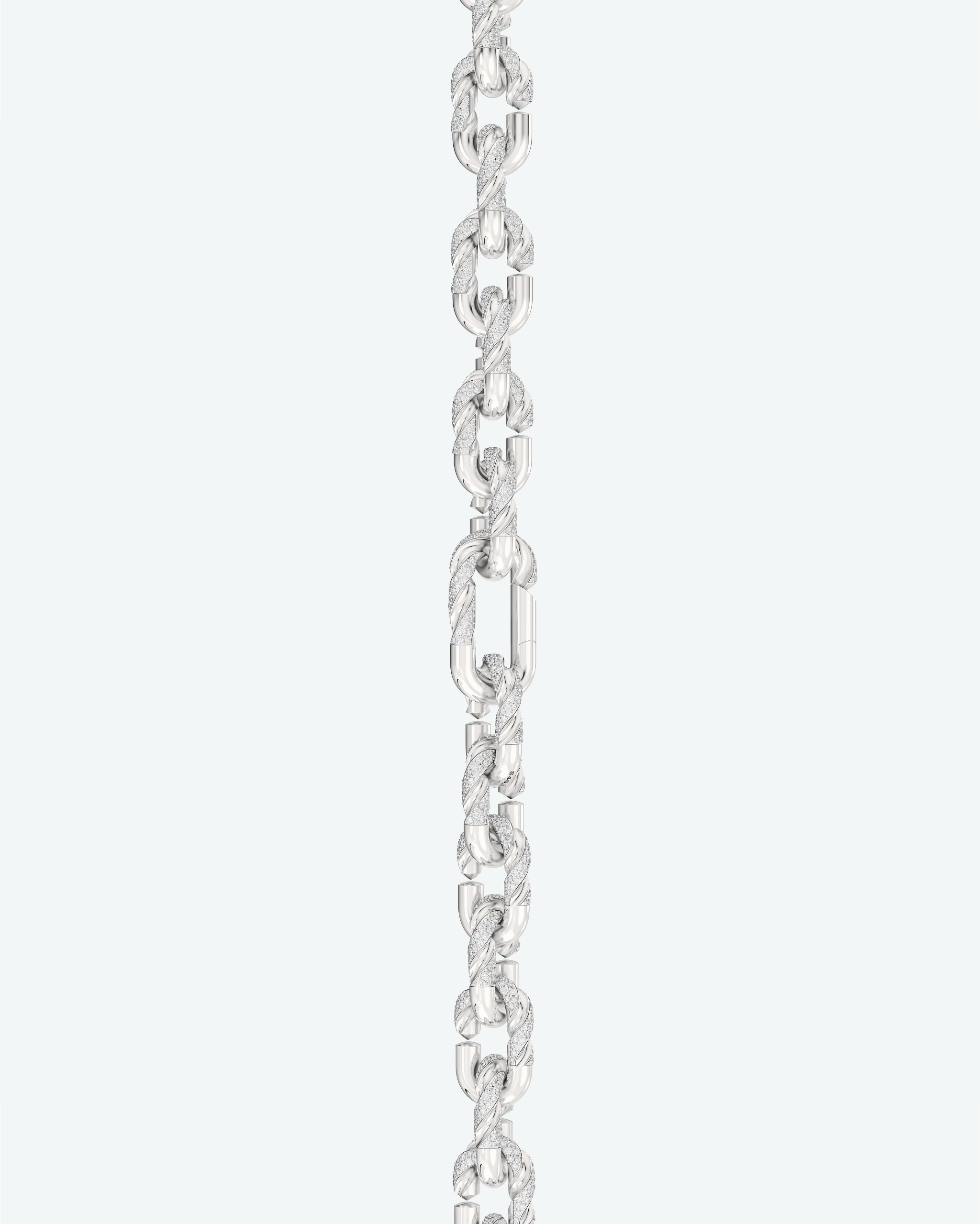 Machina Link Necklace 4mm in White Gold with Diamonds