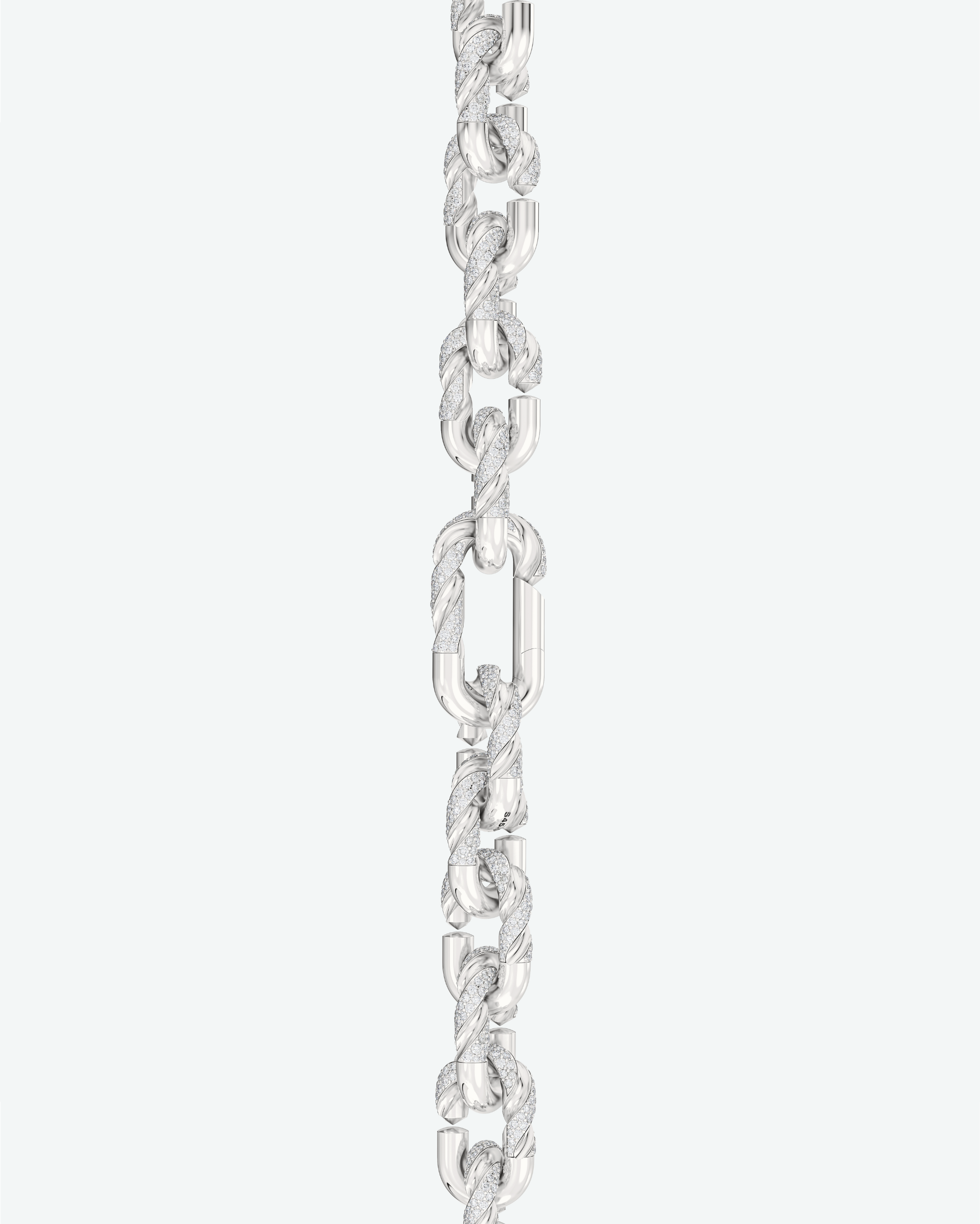 Machina Link Necklace 5mm in White Gold with Diamonds