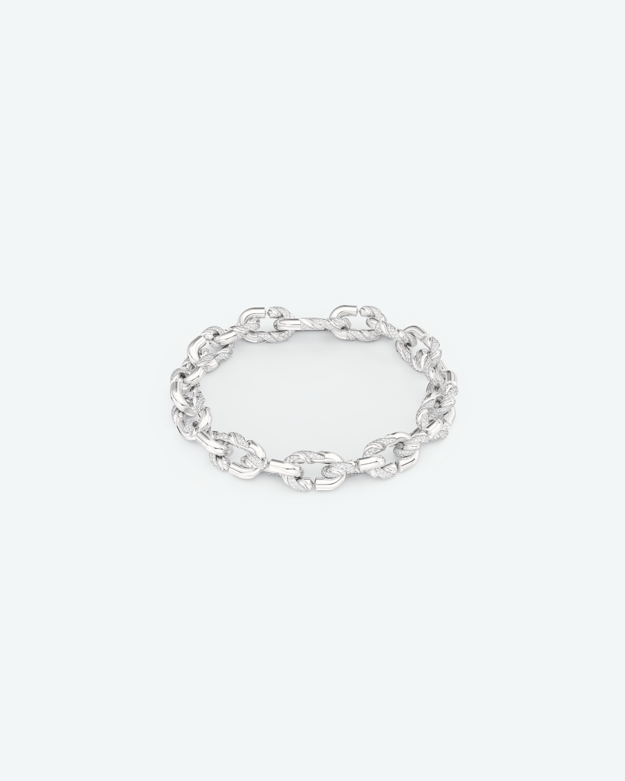 Machina Link Bracelet 3mm in White Gold with Diamonds