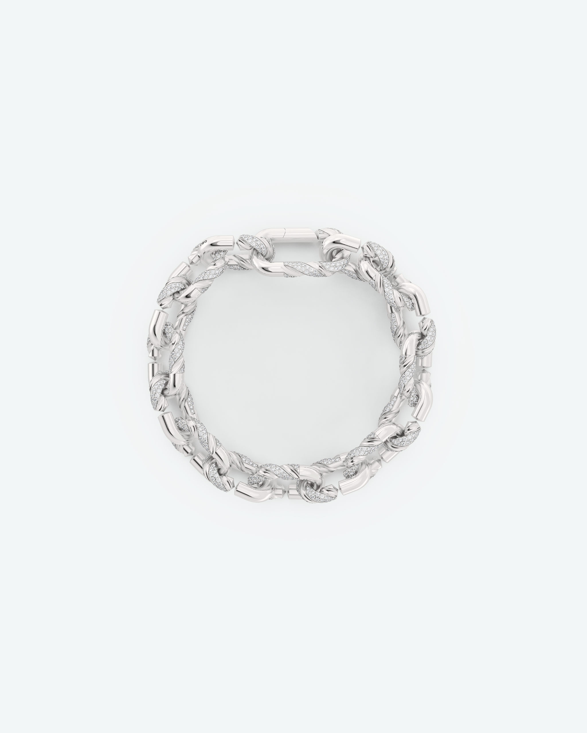 Machina Link Bracelet 4mm in White Gold with Diamonds
