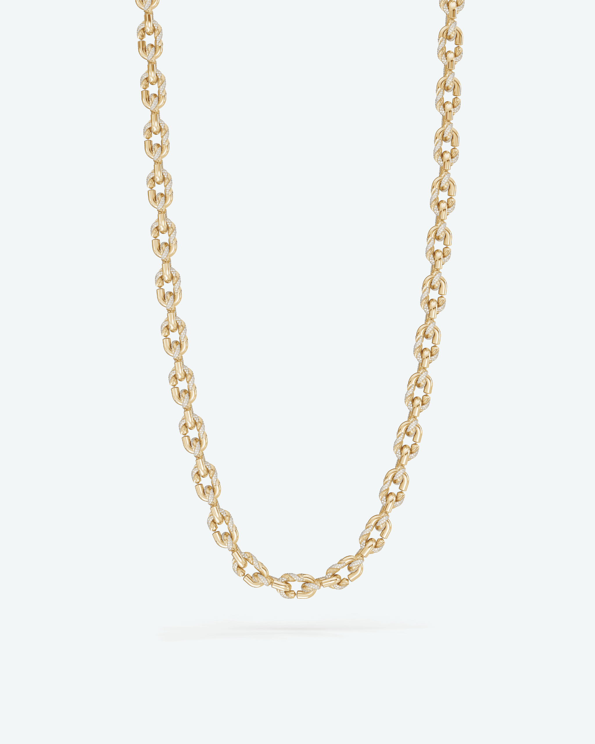 Machina Link Necklace 3mm in Yellow Gold with Diamonds