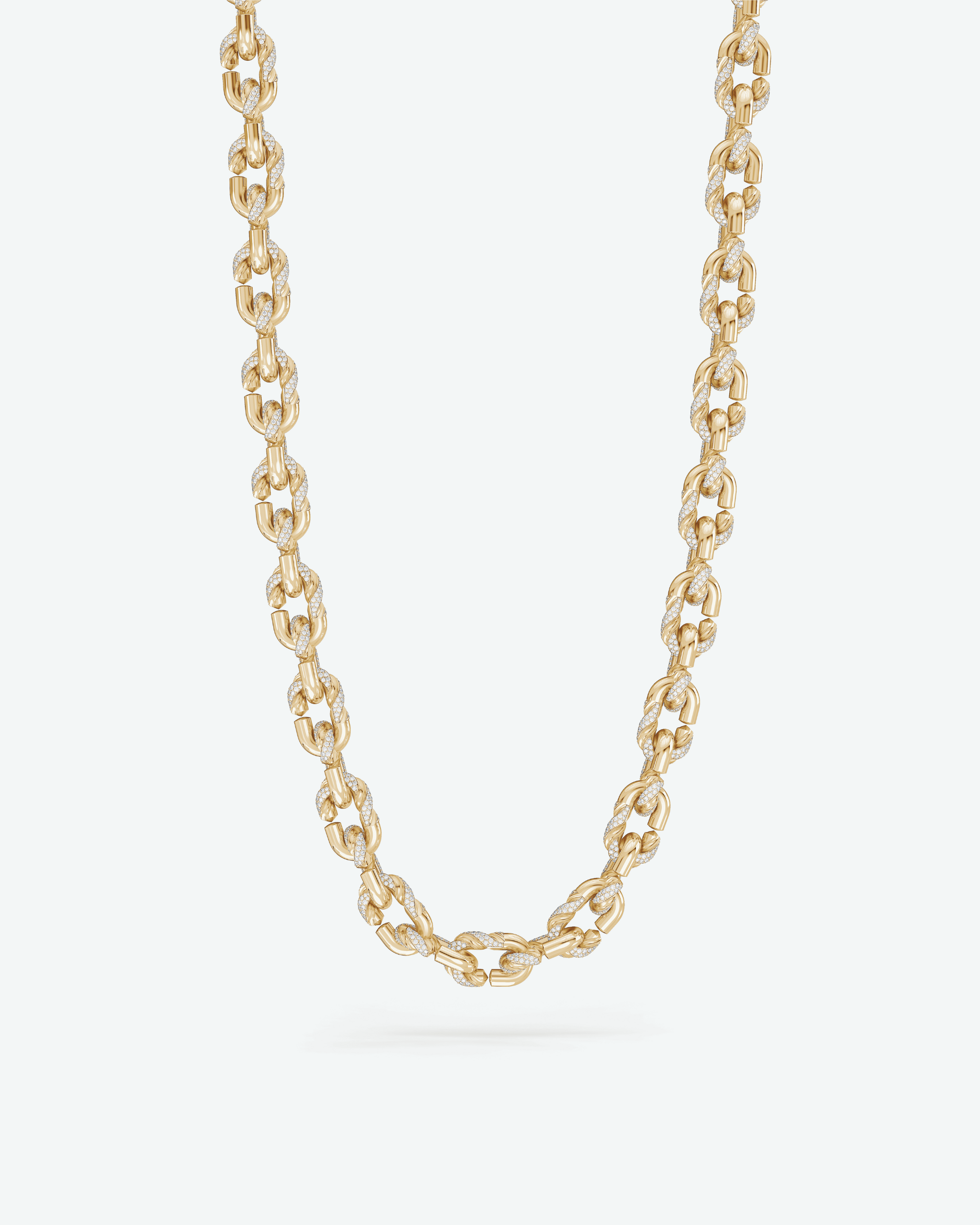 Machina Link Necklace 4mm in Yellow Gold with Diamonds