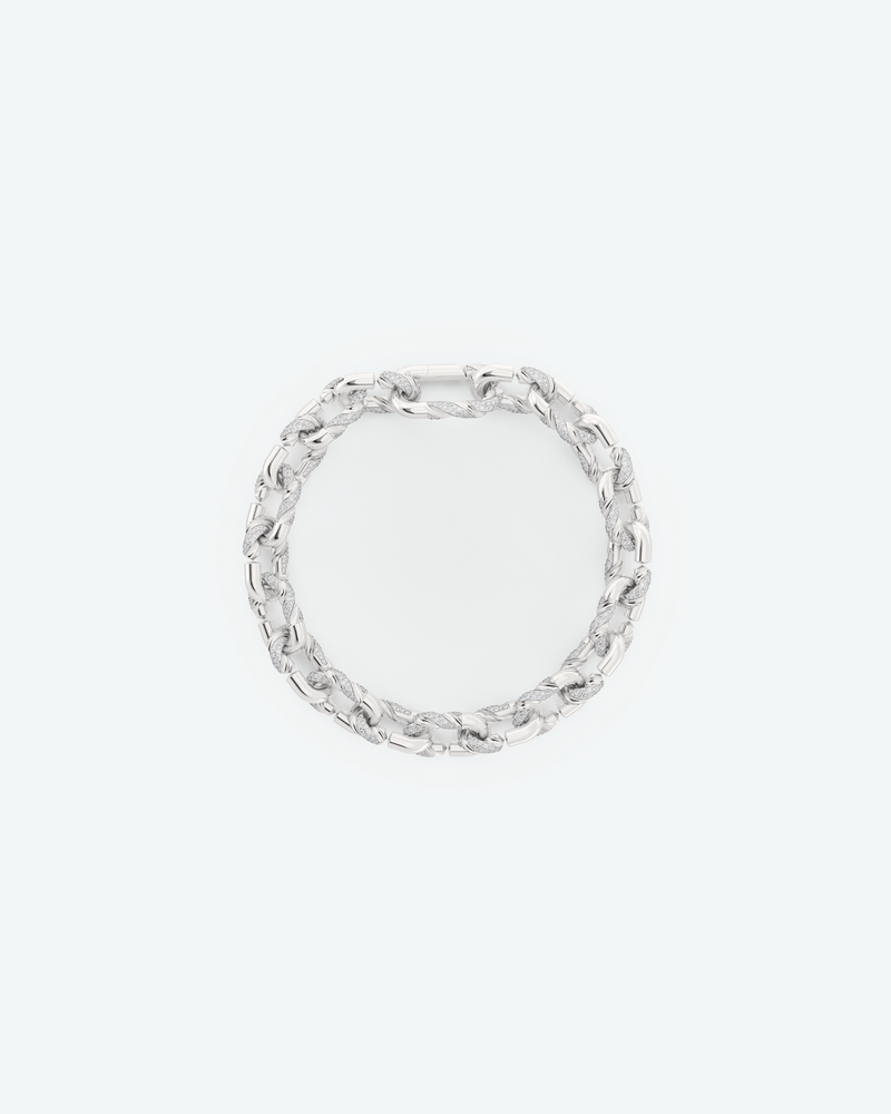 Machina Link Bracelet 3mm in White Gold with Diamonds