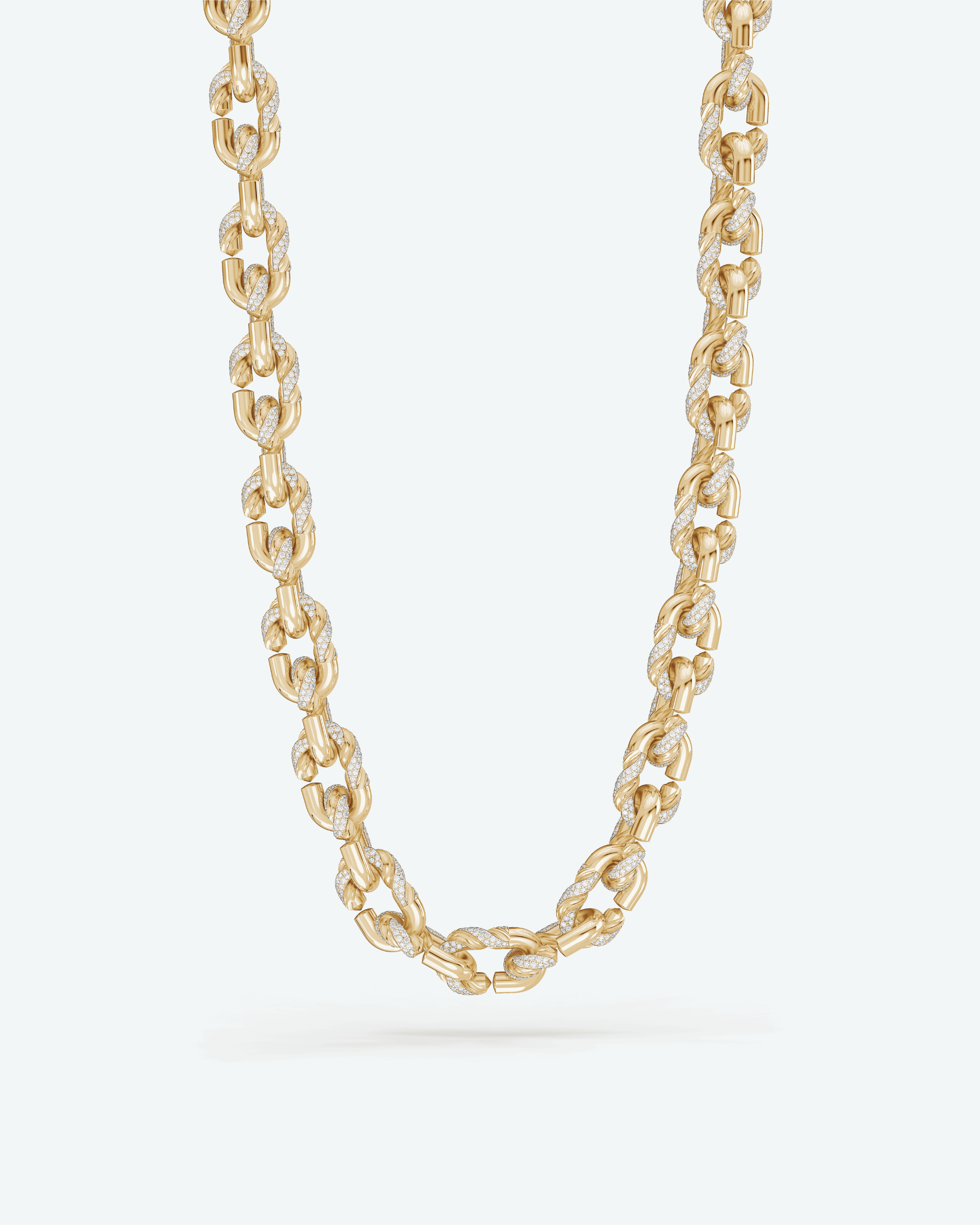 Machina Link Necklace 5mm in Yellow Gold with Diamonds