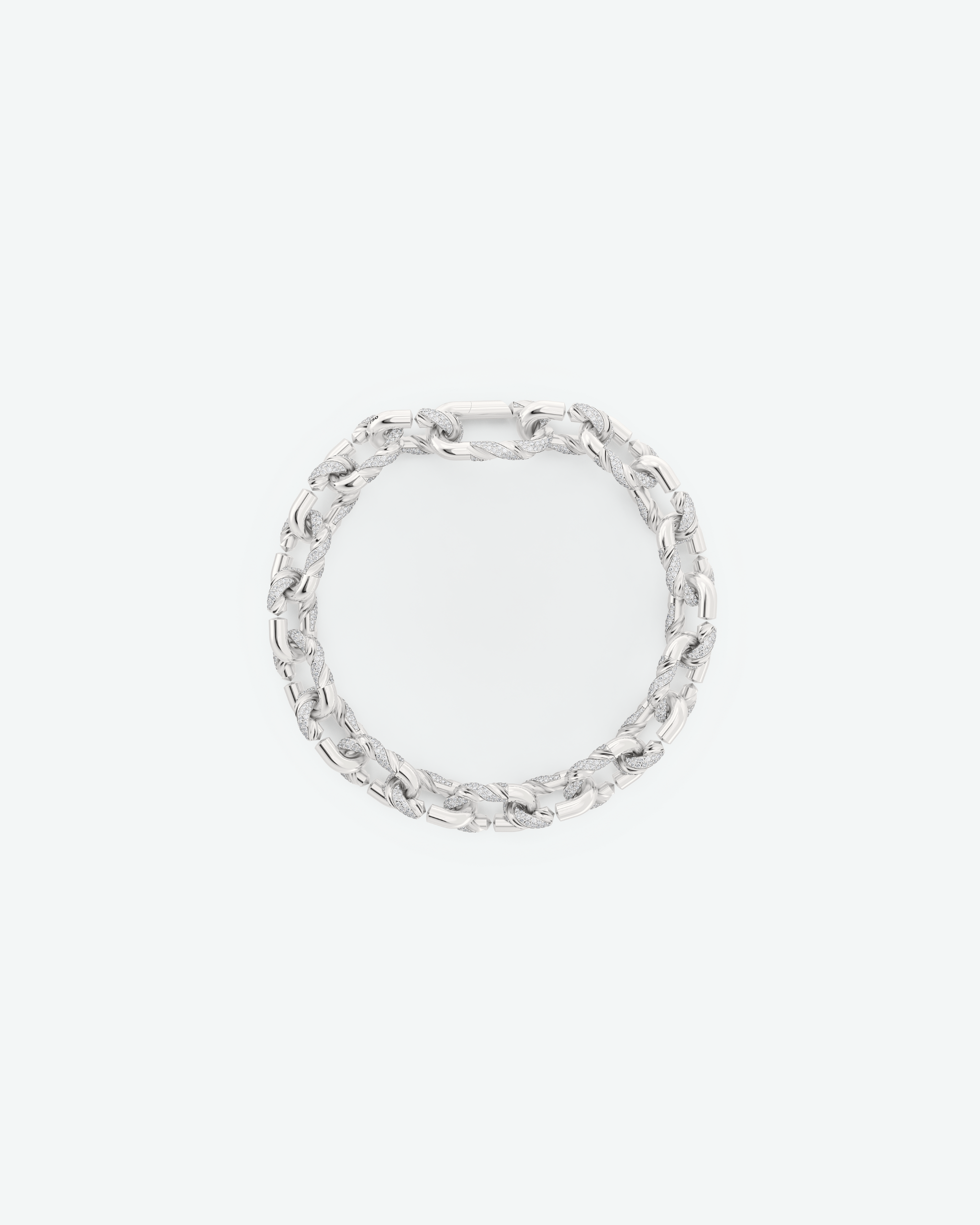 Machina Link Bracelet 3mm in White Gold with Diamonds