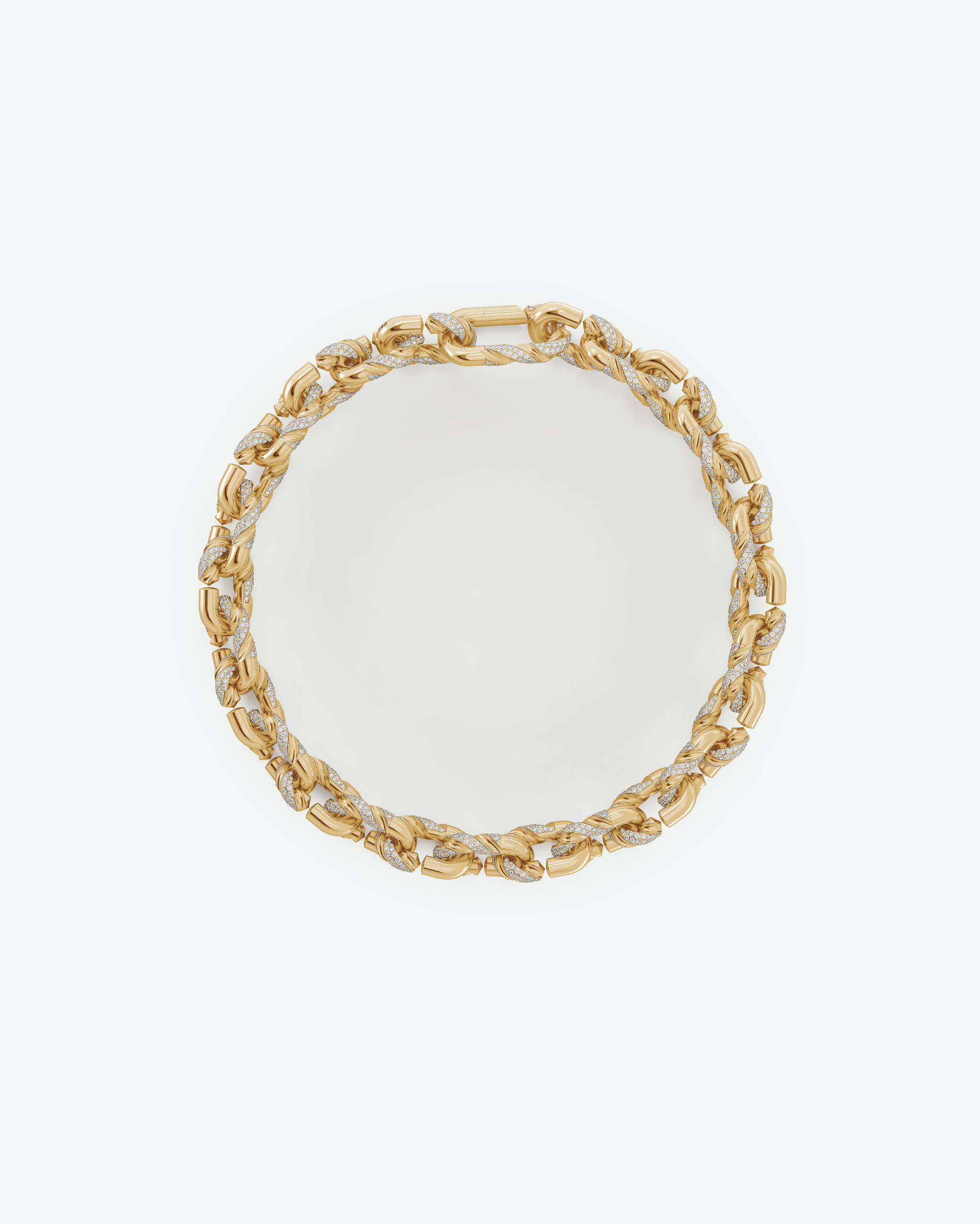 Machina Link Necklace 5mm in Yellow Gold with Diamonds