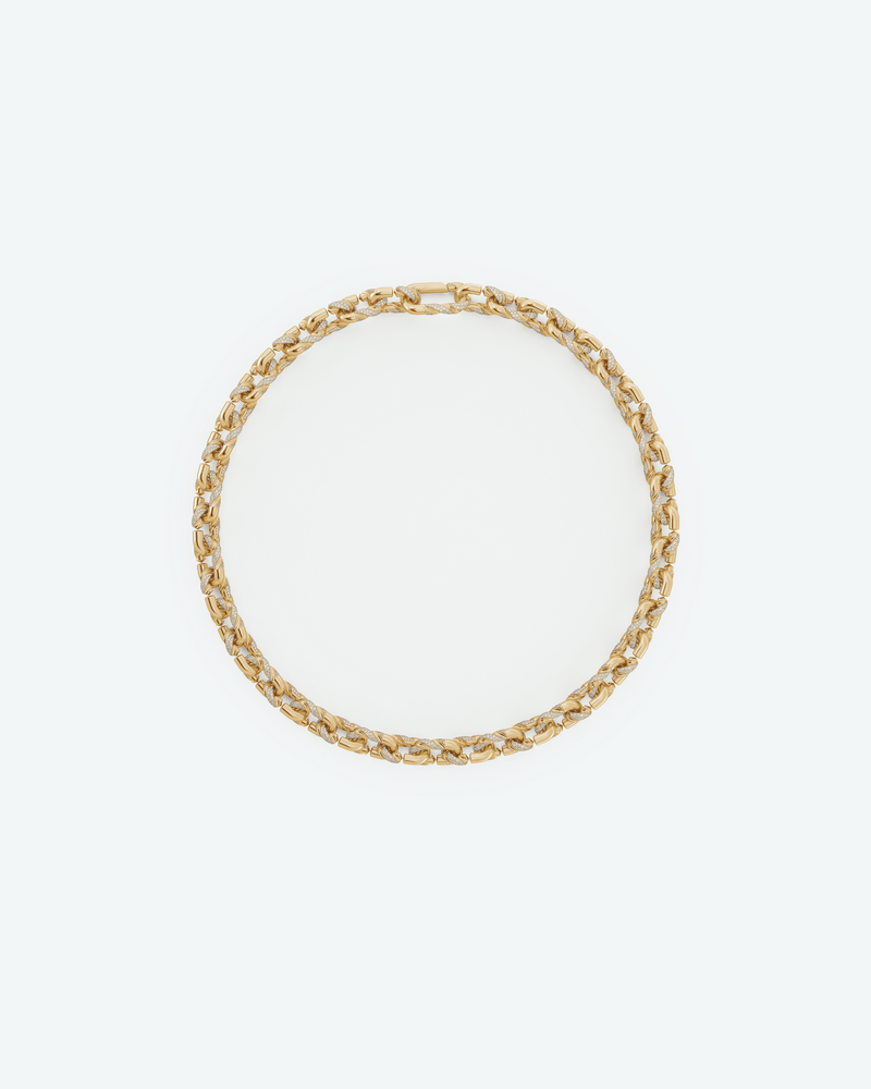 Machina Link Necklace 3mm in Yellow Gold with Diamonds