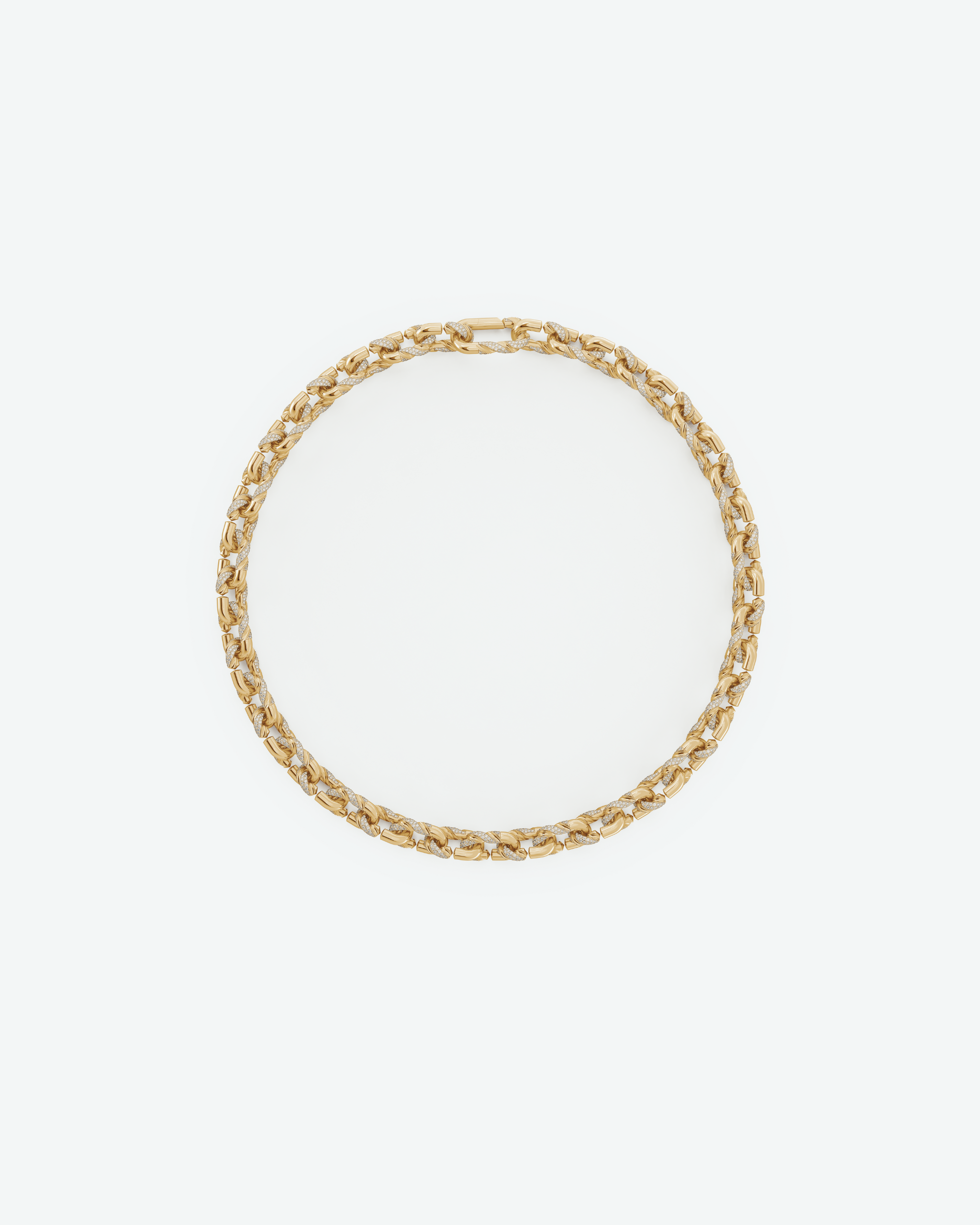 Machina Link Necklace 3mm in Yellow Gold with Diamonds