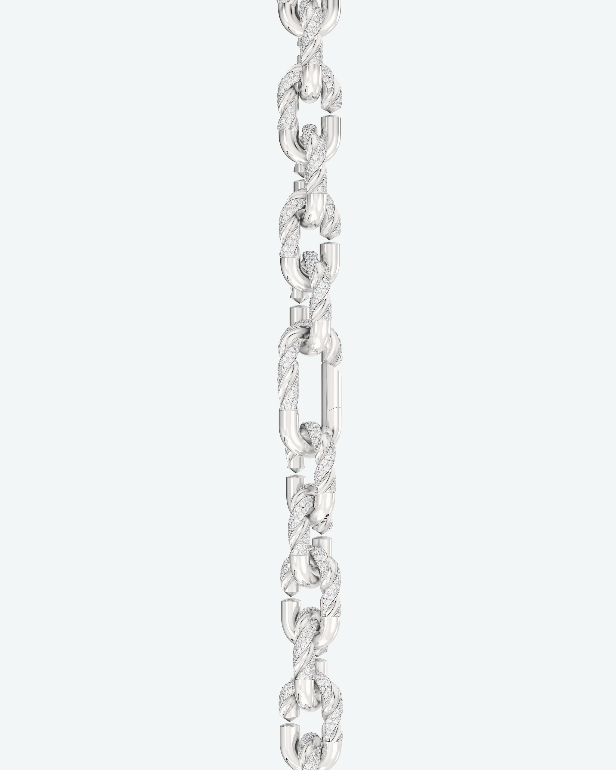 Machina Link Bracelet 4mm in White Gold with Diamonds