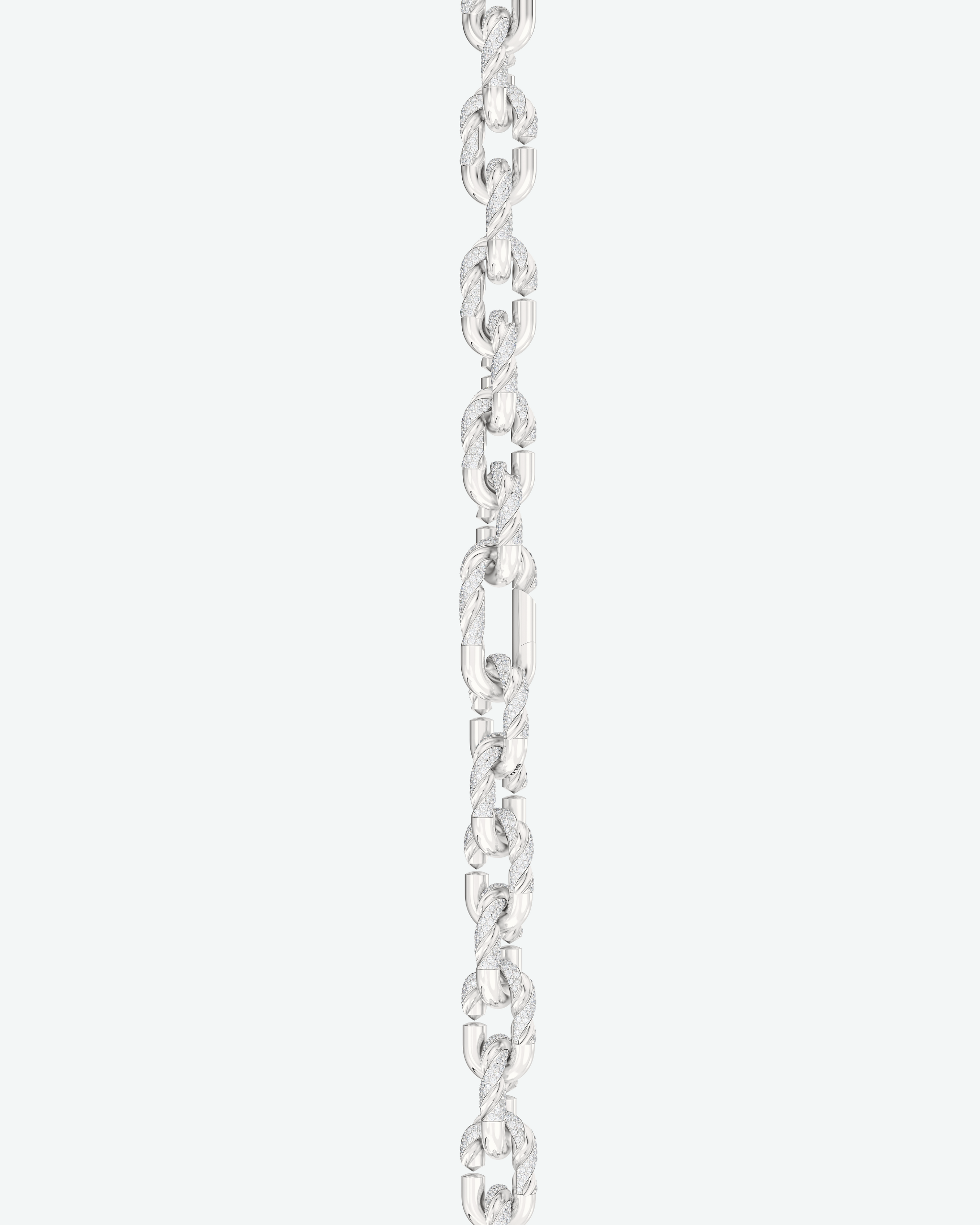Machina Link Bracelet 3mm in White Gold with Diamonds