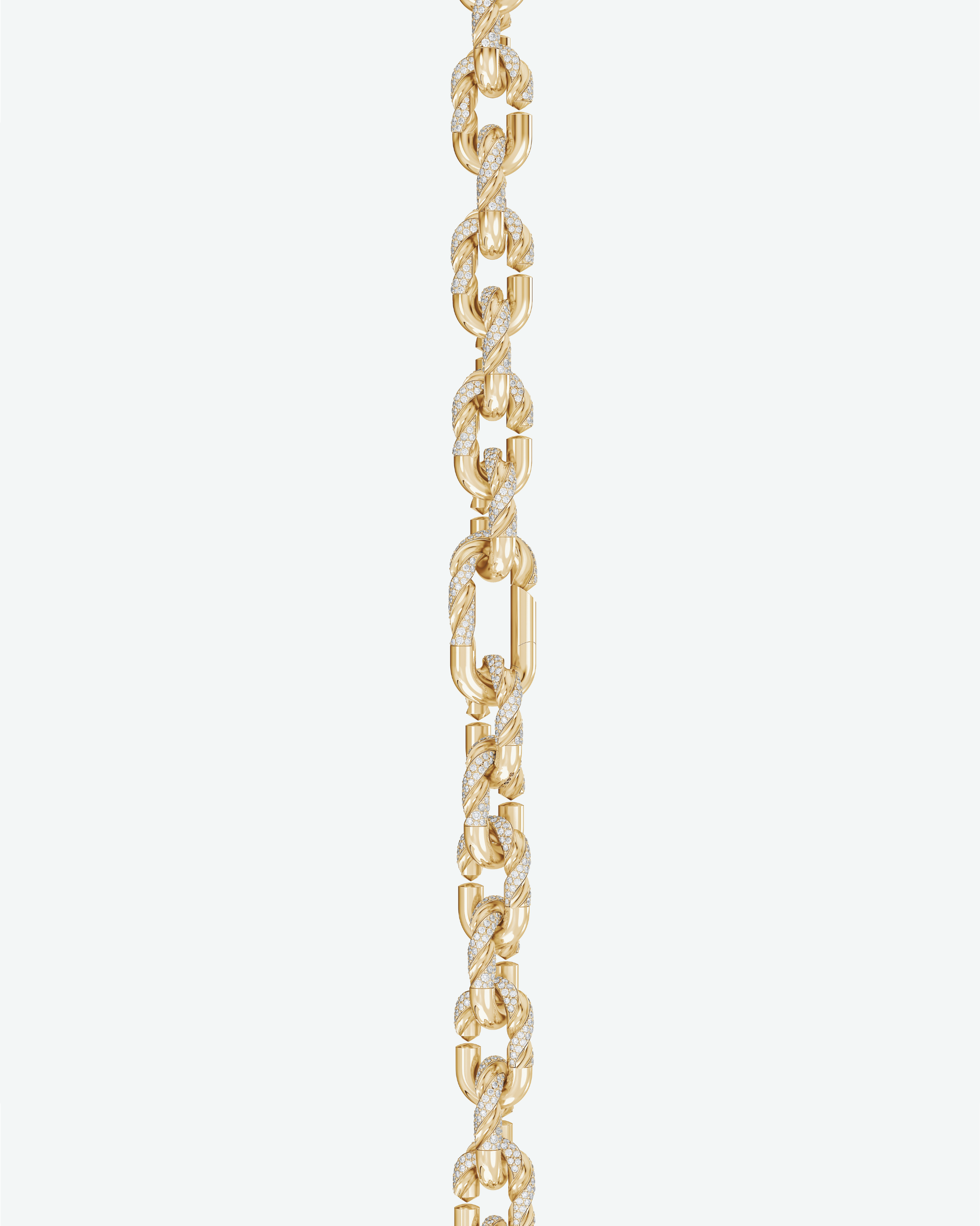 Machina Link Necklace 4mm in Yellow Gold with Diamonds