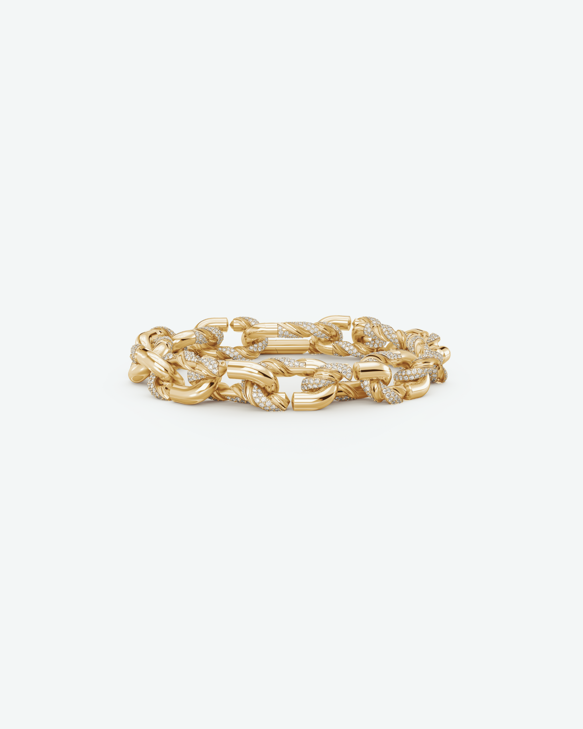 Machina Link Bracelet 4mm in Yellow Gold with Diamonds